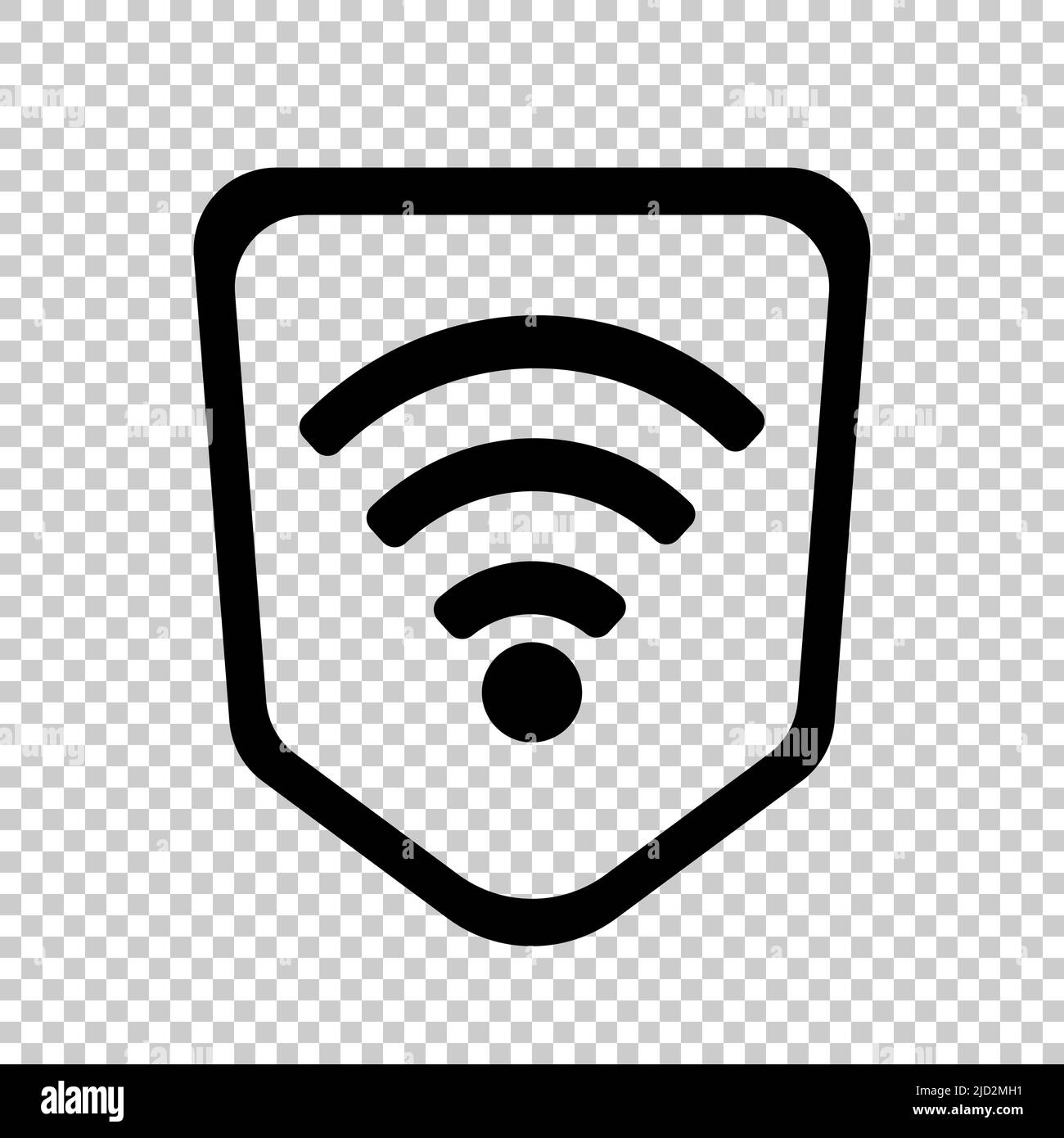 Icône Wi-Fi dans une icône de bouclier isolée sur un fond transparent. Vecteur modifiable. Illustration de Vecteur