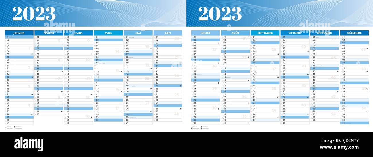 2023 conception de calendrier français à l'avant et à l'arrière Banque D'Images