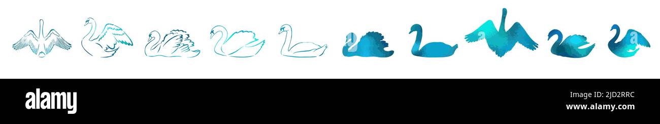 Logo Swan Set modèle de dessin vectoriel Illustration de Vecteur