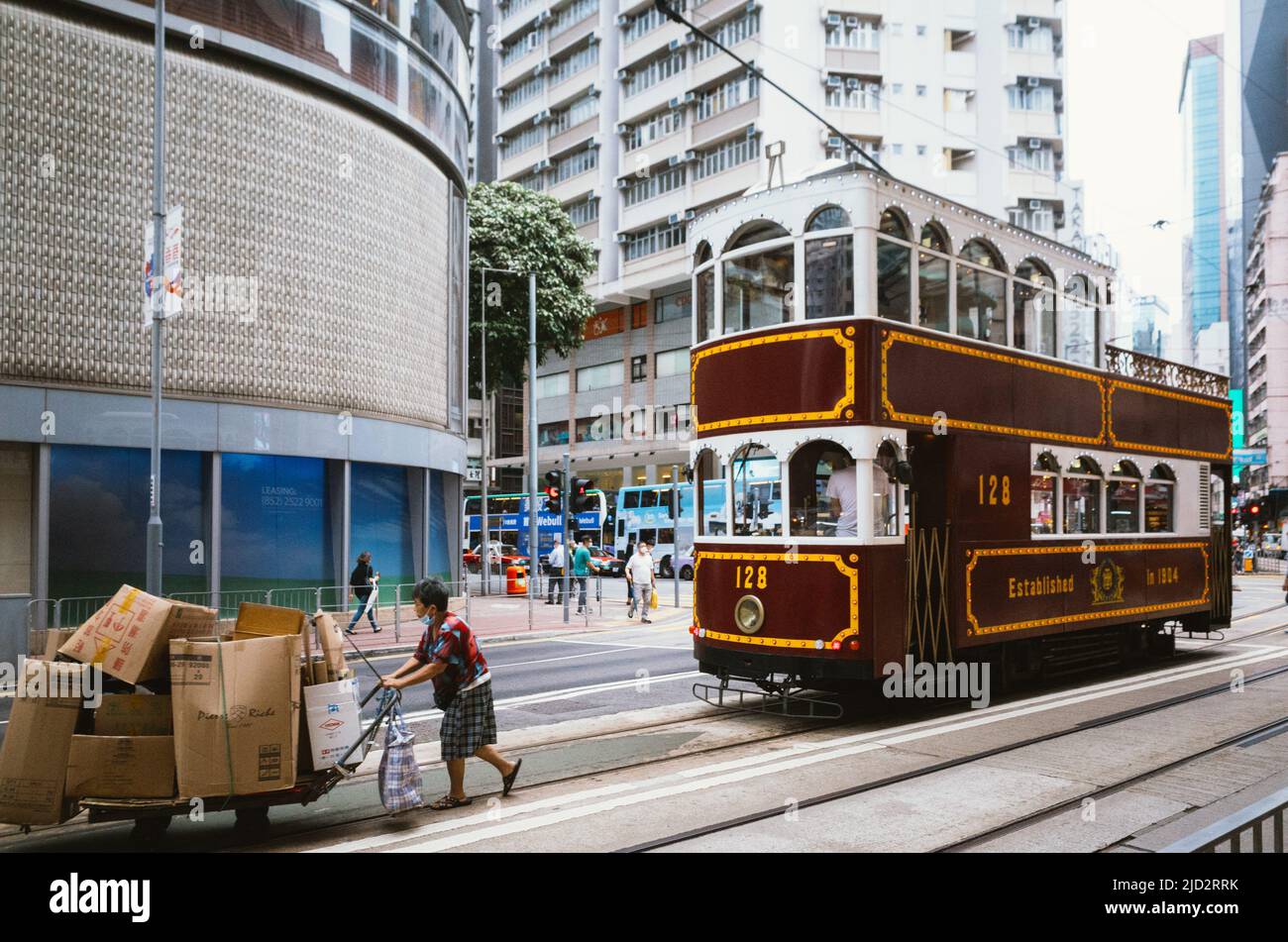 Tram sur l'île de Hong Kong 2022 Banque D'Images