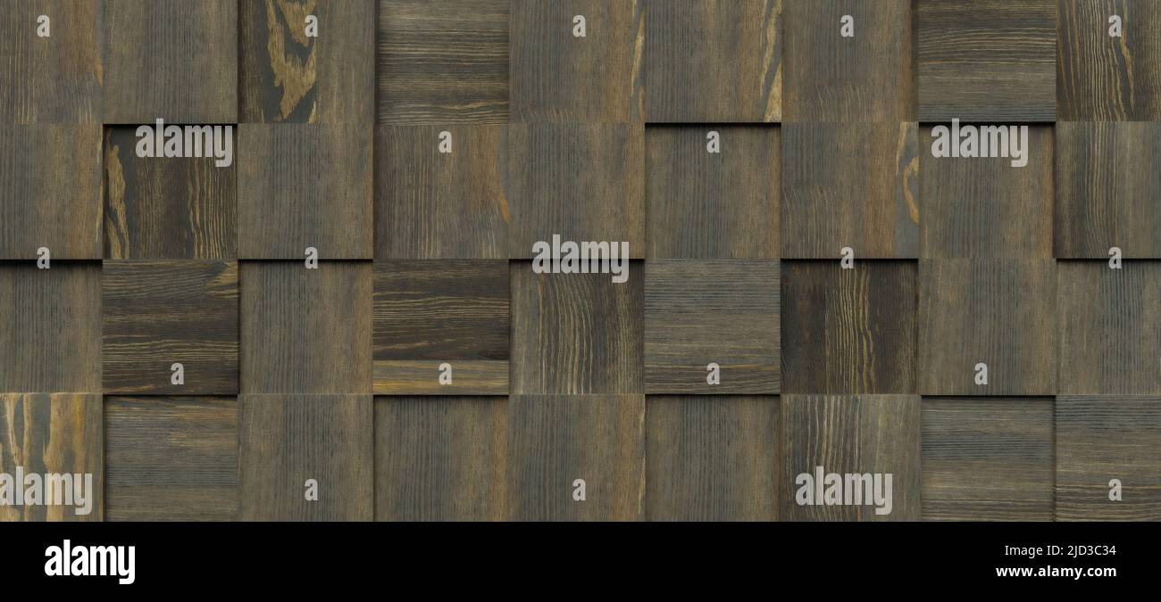 Arrière-plan abstrait, cubes de bois teintés symétriques, rendu 3D. Illustration de la toile de fond numérique Banque D'Images