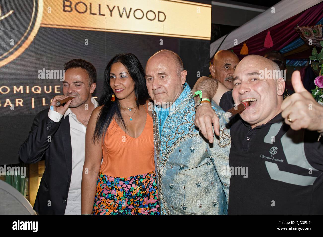 Persan, France. 16th juin 2022. Laurent Amar, Jean Eric Duluc et Christophe courtois assistent à la cérémonie de remise des prix Fourchette d'Or à escale Bollywood. Banque D'Images