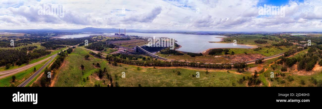 Centrale électrique de Liddell bayswater en Australie - large panorama aérien. Banque D'Images