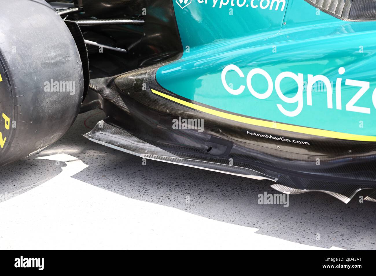 Aston Martin F1 équipe AMR22 - détail du sol. 17.06.2022. Championnat du monde Formula 1, route 9, Grand Prix canadien, Montréal, Canada, Journée d'entraînement. Le crédit photo doit être lu : images XPB/Press Association. Banque D'Images