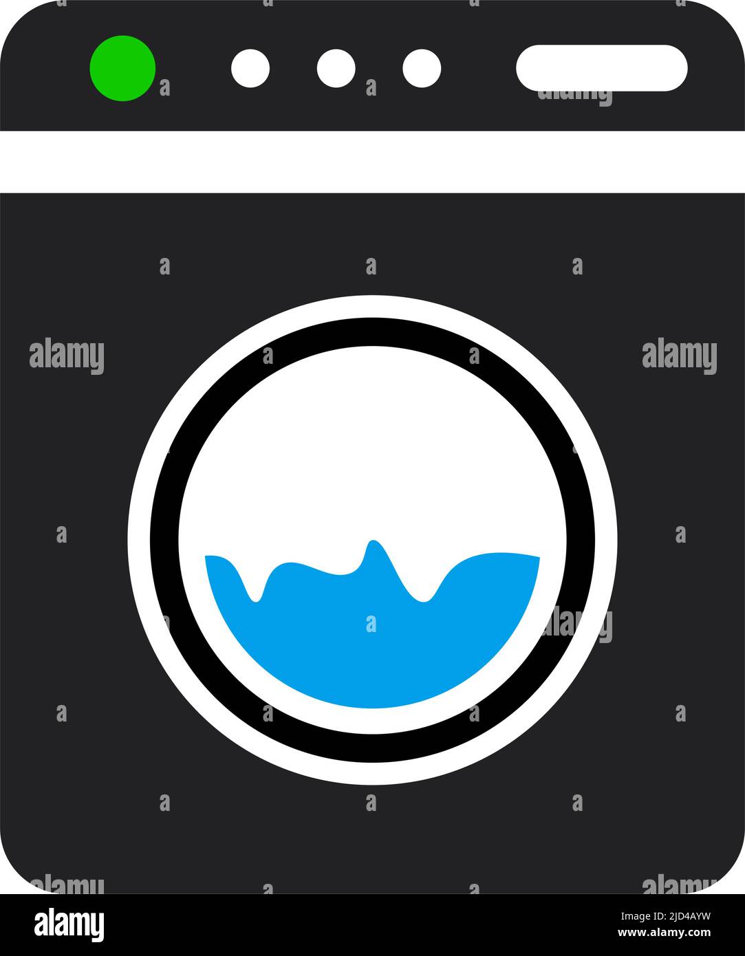 Lave-linge à chargement frontal en fonctionnement. Vecteur modifiable. Illustration de Vecteur