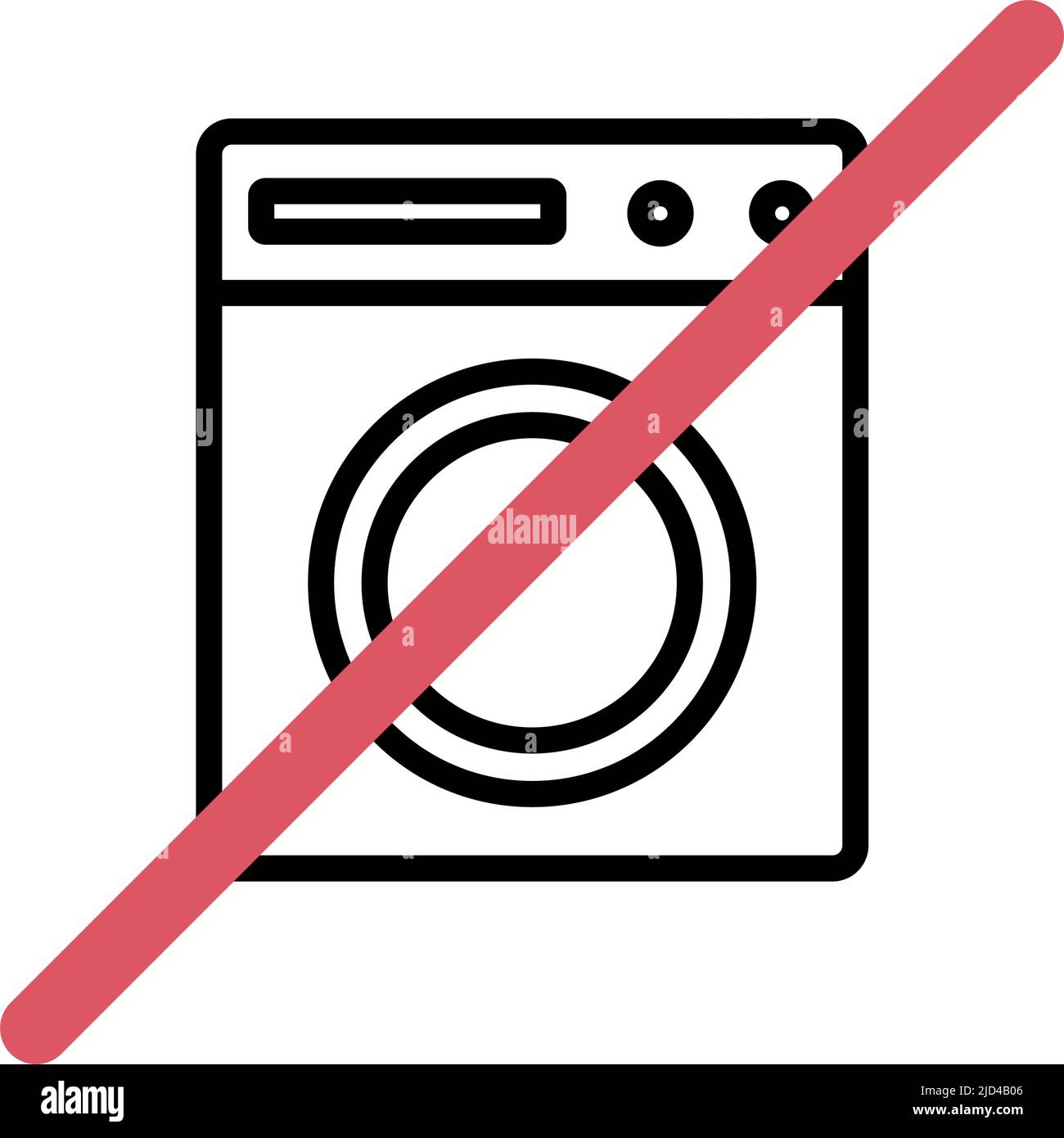 Interdiction de linge. Interdiction d'utiliser la machine à laver. Vecteur modifiable. Illustration de Vecteur