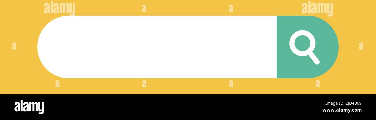 Zone de recherche verte isolée sur fond jaune. Barre de recherche Web. Recherche de matériel publicitaire sur Internet. Vecteur modifiable. Illustration de Vecteur