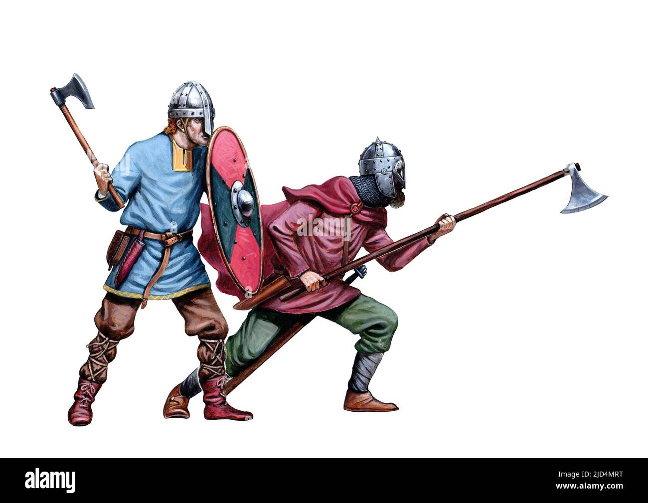 Attaque Viking. Illustration des chevaliers médiévaux. Vikings. Banque D'Images