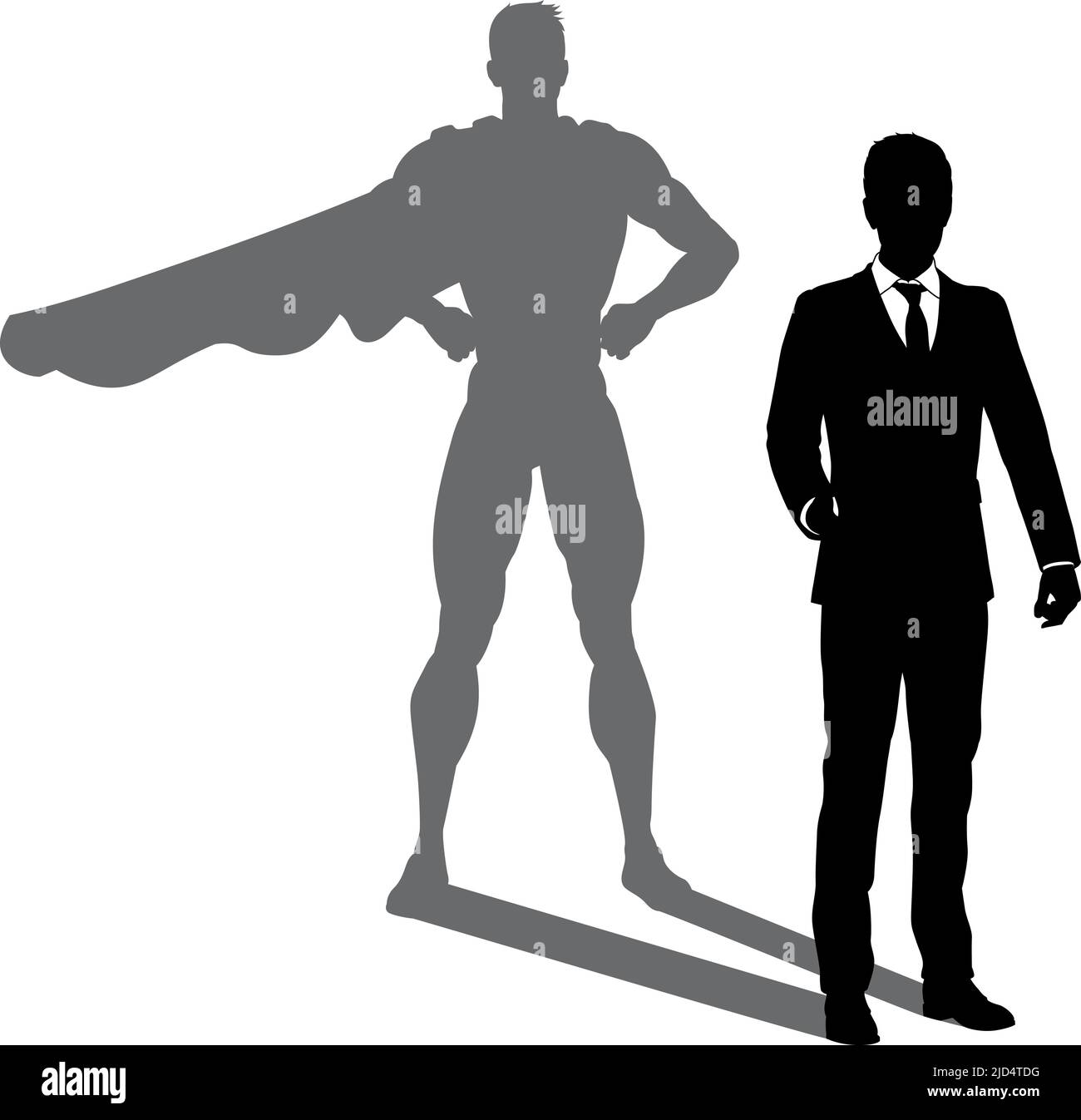 Super héros Business Man avec Super Hero Shadow Illustration de Vecteur