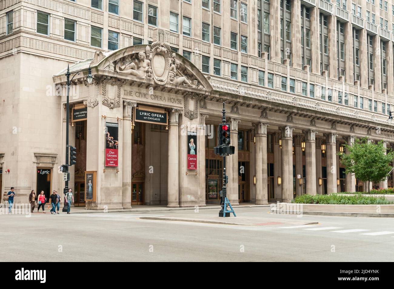 Chicago, Illinois, Etats-Unis - 16 août 2014 : Opéra civique de Chicago, aujourd'hui c'est la résidence permanente de l'Opéra lyrique de Chicago. Banque D'Images