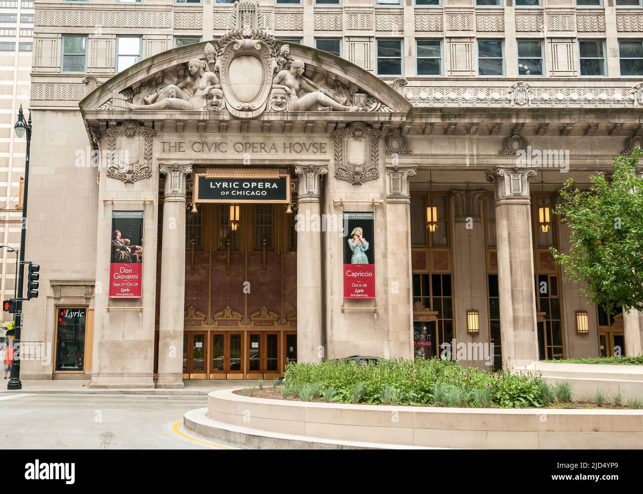 Chicago, Illinois, Etats-Unis - 16 août 2014 : Opéra civique de Chicago, aujourd'hui c'est la résidence permanente de l'Opéra lyrique de Chicago. Banque D'Images