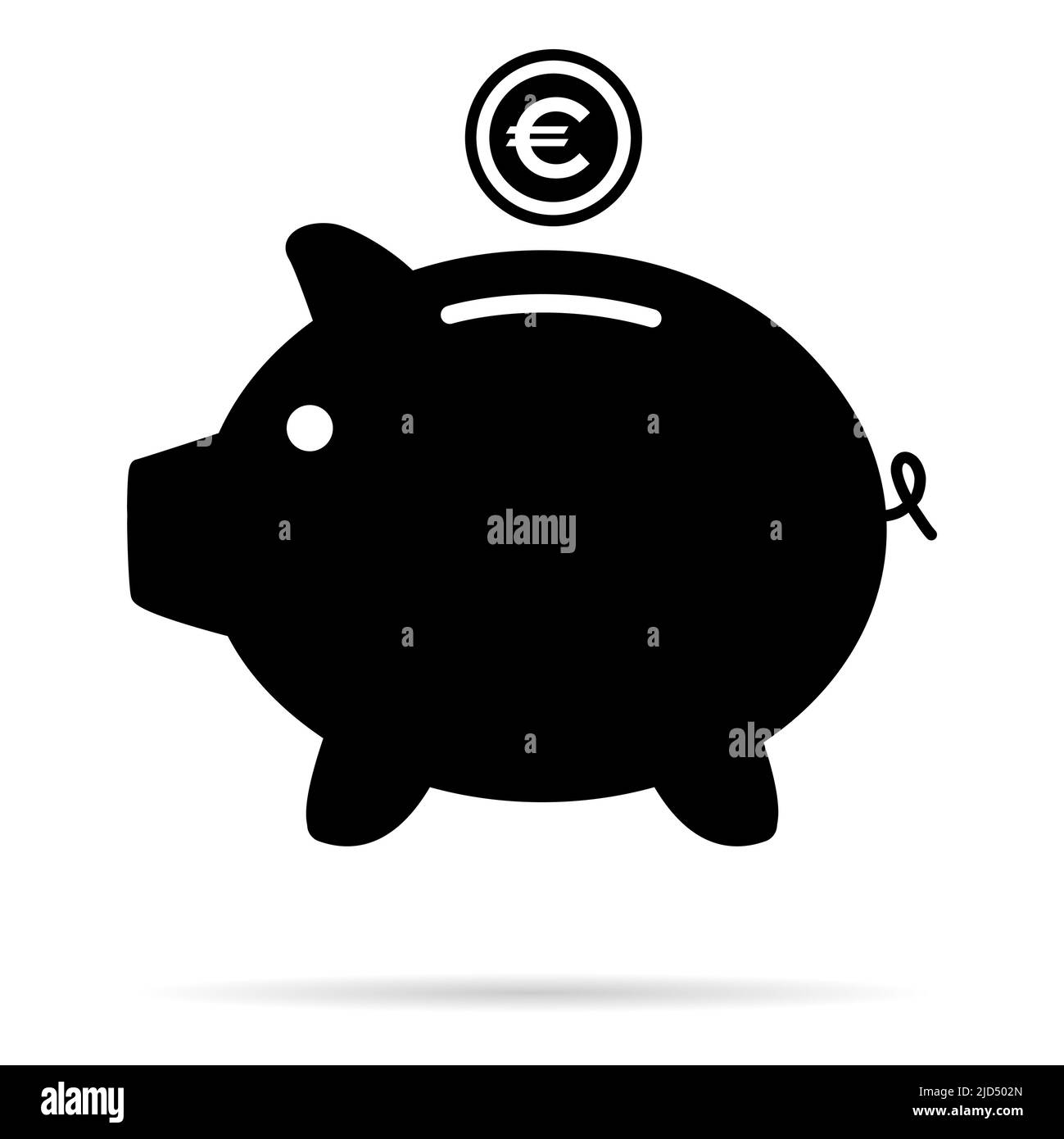 Icône plate de la banque de porc, vecteur de signe avec symbole de web euro. Revenu monétaire, graphique économique bouton . Illustration de Vecteur