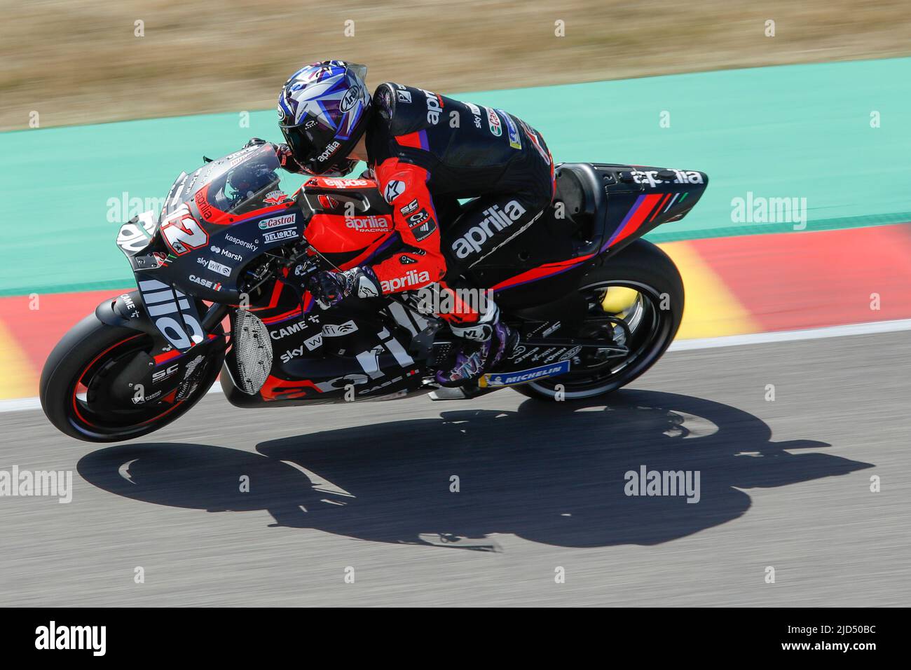 Hohenstein Ernstthal, Allemagne. 18 juin 2022. MotoGP Liqui Moly Motorrad Grand Prix Deutschland au circuit Sachsenring, Hohenstein-Ernstthal, Allemagne. Photo: #12 Maverick Vinales (SPA) de course d'Aprilia lors de la troisième séance d'entraînement crédit: Piotr Zajac/Alamy Live News Banque D'Images