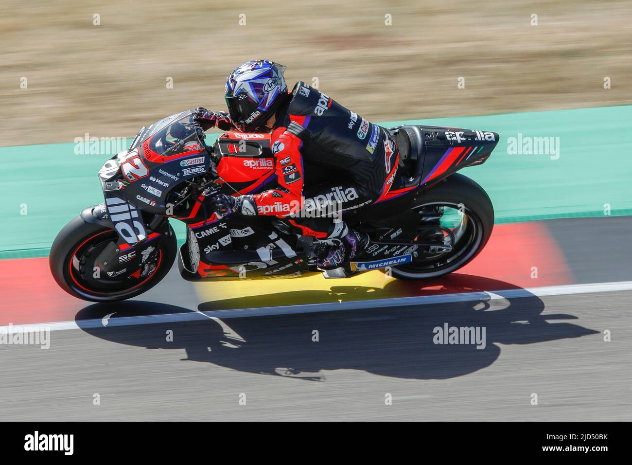 Hohenstein Ernstthal, Allemagne. 18 juin 2022. MotoGP Liqui Moly Motorrad Grand Prix Deutschland au circuit Sachsenring, Hohenstein-Ernstthal, Allemagne. Photo: #12 Maverick Vinales (SPA) de course d'Aprilia lors de la troisième séance d'entraînement crédit: Piotr Zajac/Alamy Live News Banque D'Images