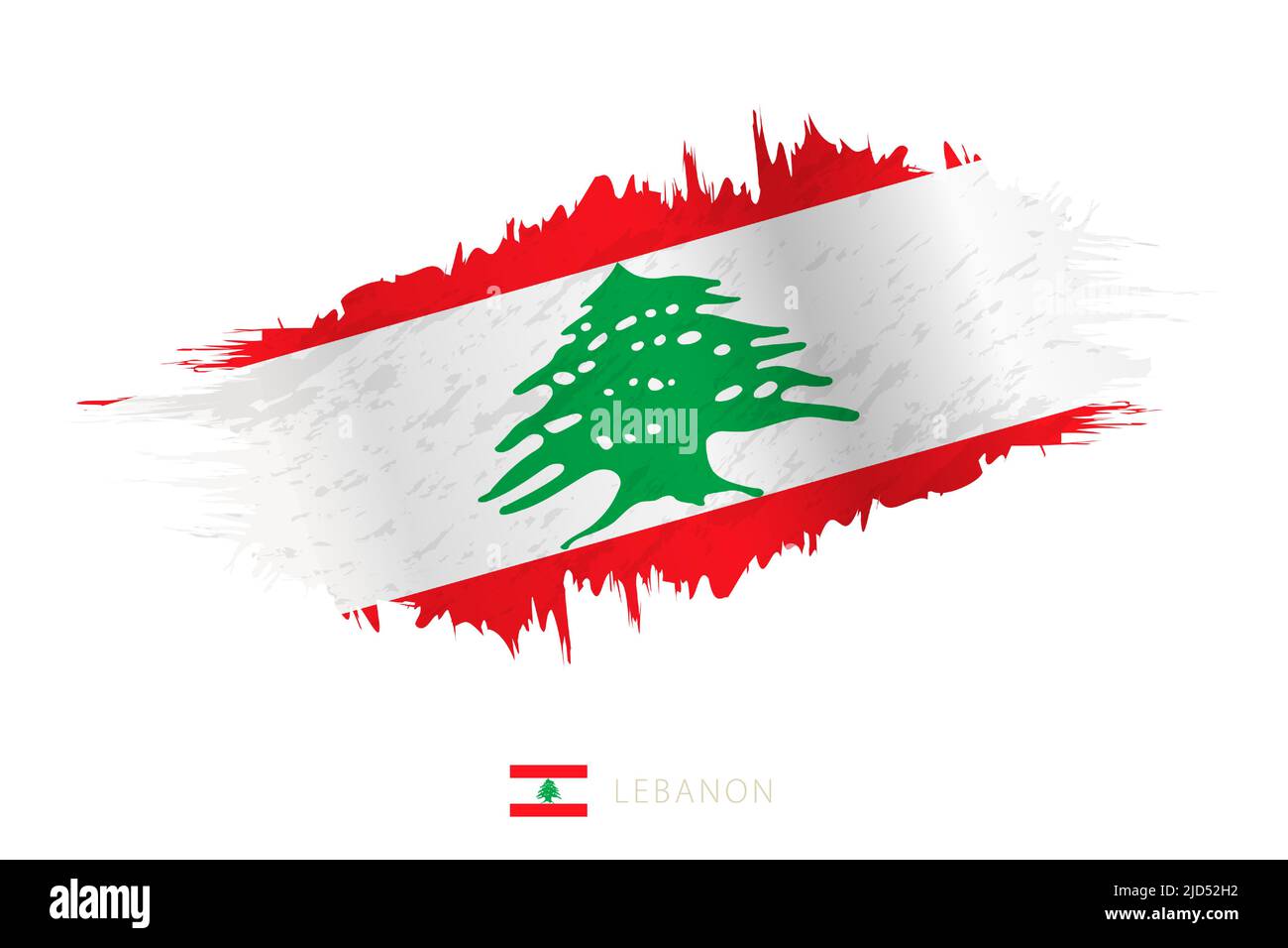 Drapeau de coup de pinceau peint du Liban avec effet de tissage. Indicateur vectoriel. Illustration de Vecteur