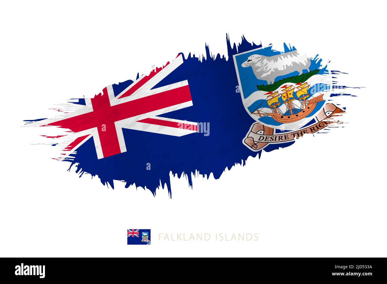 Drapeau peint à coups de pinceau des îles Falkland avec effet de tissage. Indicateur vectoriel. Illustration de Vecteur