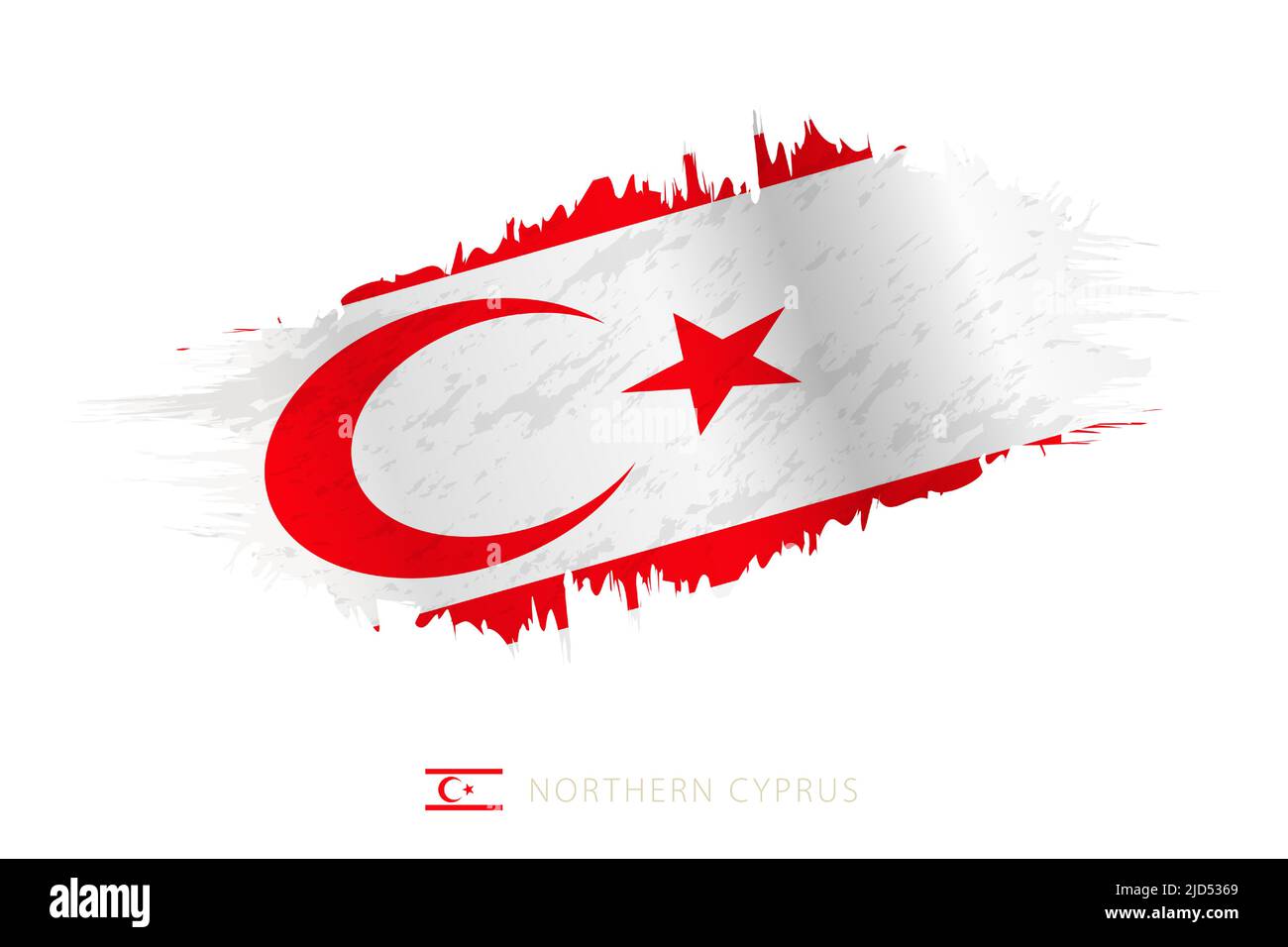 Drapeau peint de coup de pinceau du nord de Chypre avec effet de tissage. Indicateur vectoriel. Illustration de Vecteur