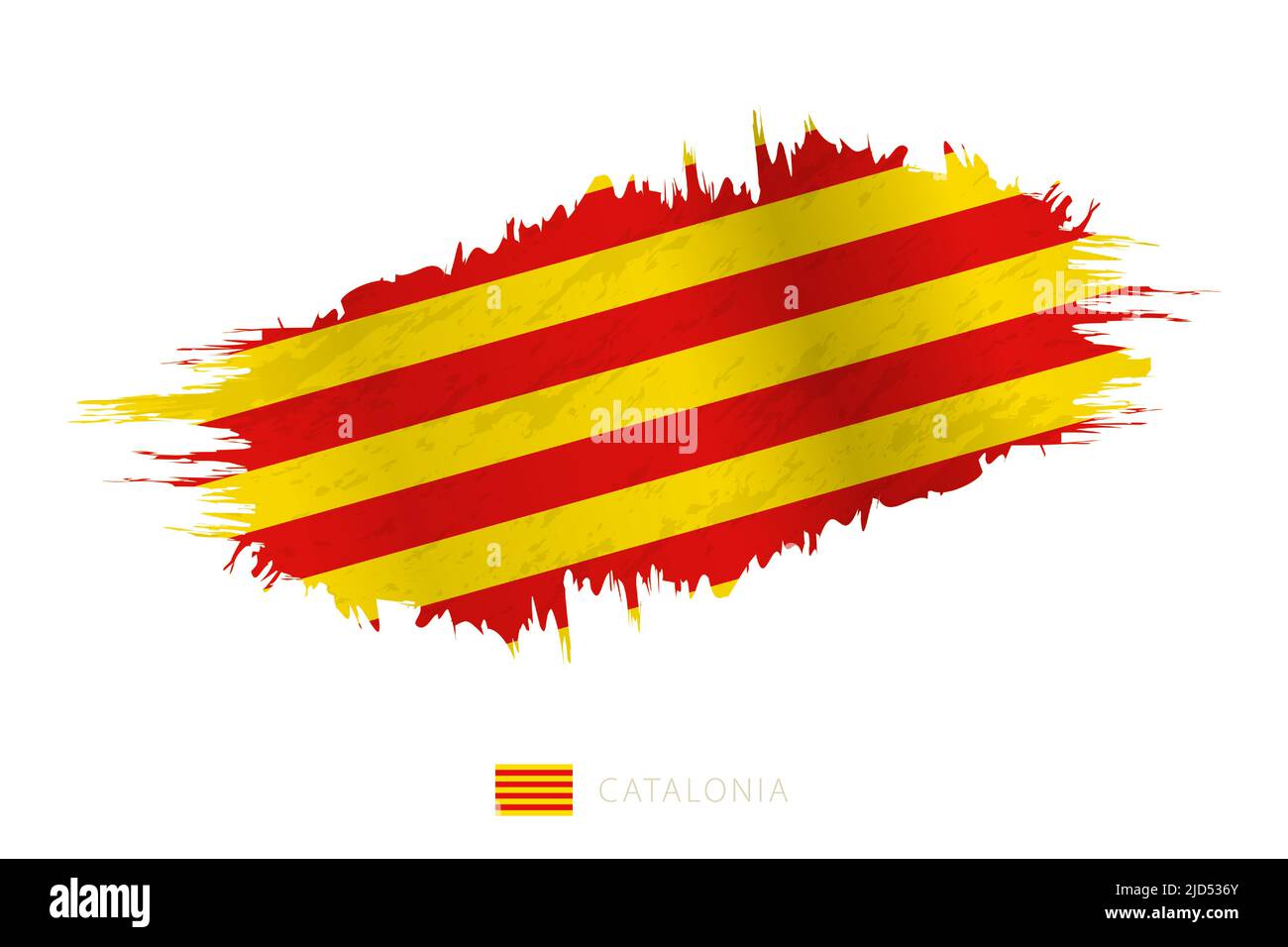 Drapeau de la Catalogne peint au pinceau avec effet de tissage. Indicateur vectoriel. Illustration de Vecteur