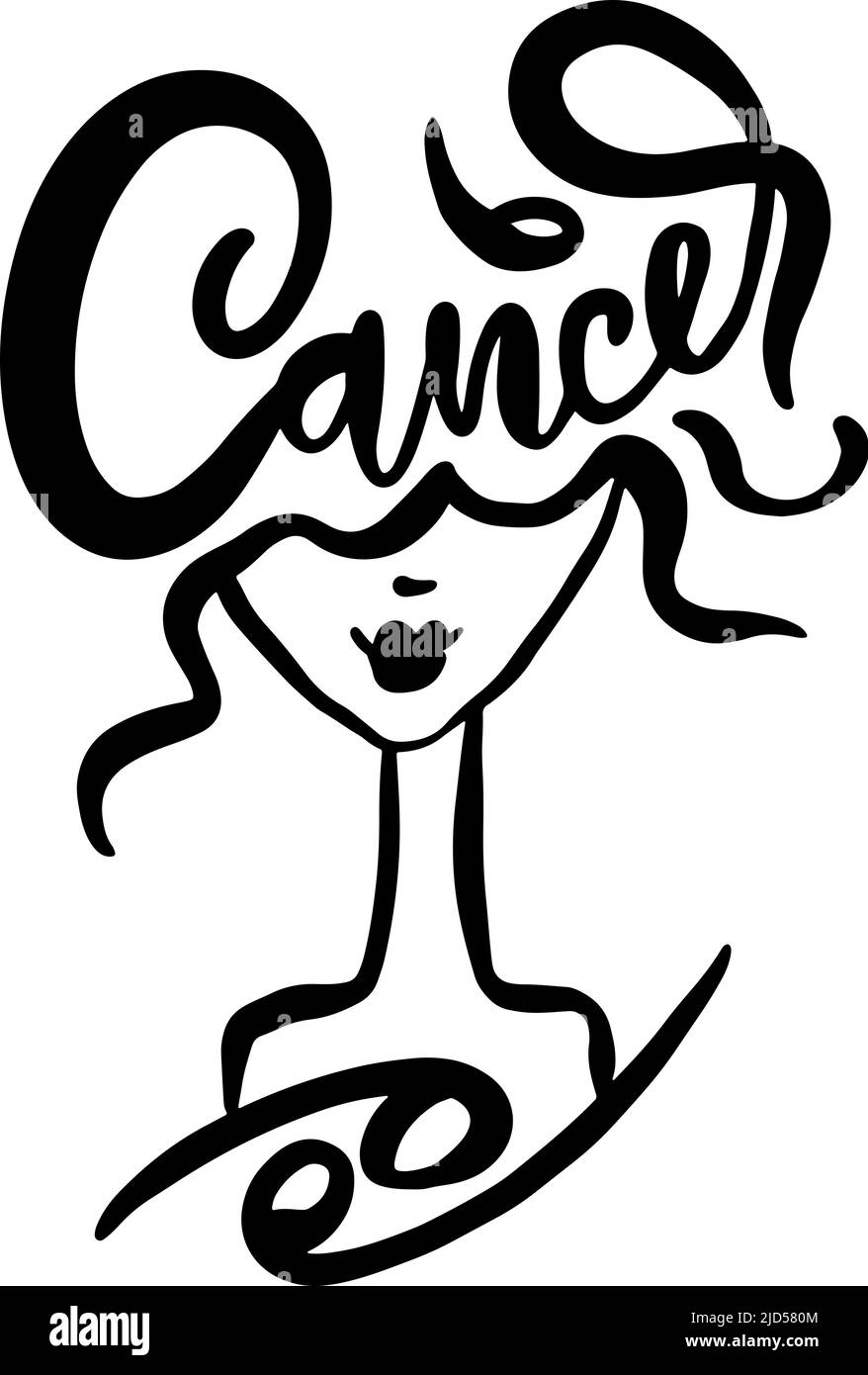 Signe de zodiaque cancer fille esquisse. Illustration vectorielle abstraite. Illustration de Vecteur