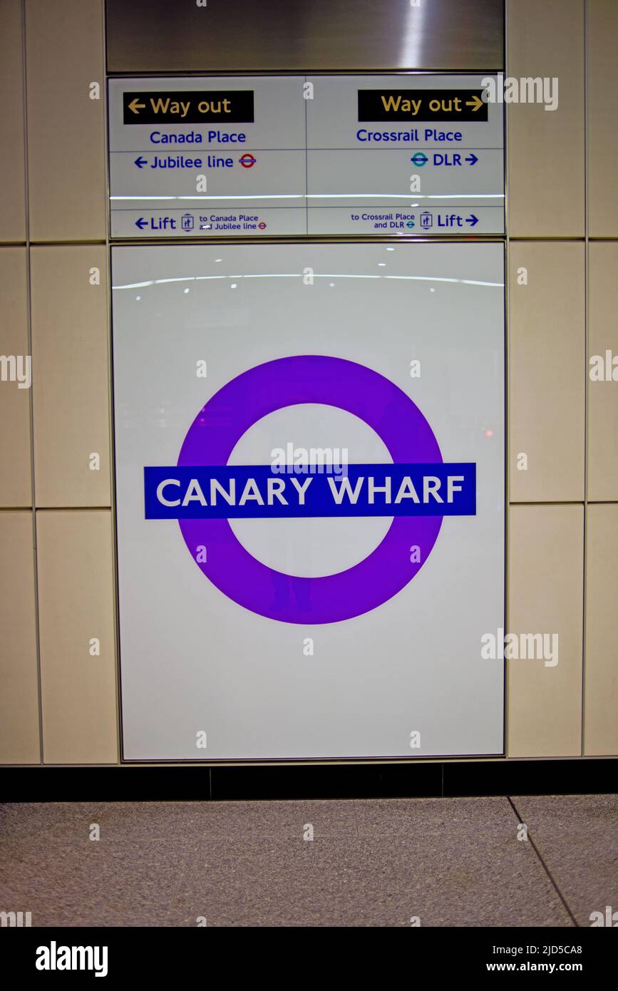 Station de métro Canary Wharf, Elizabeth Line, Londres, Angleterre Banque D'Images