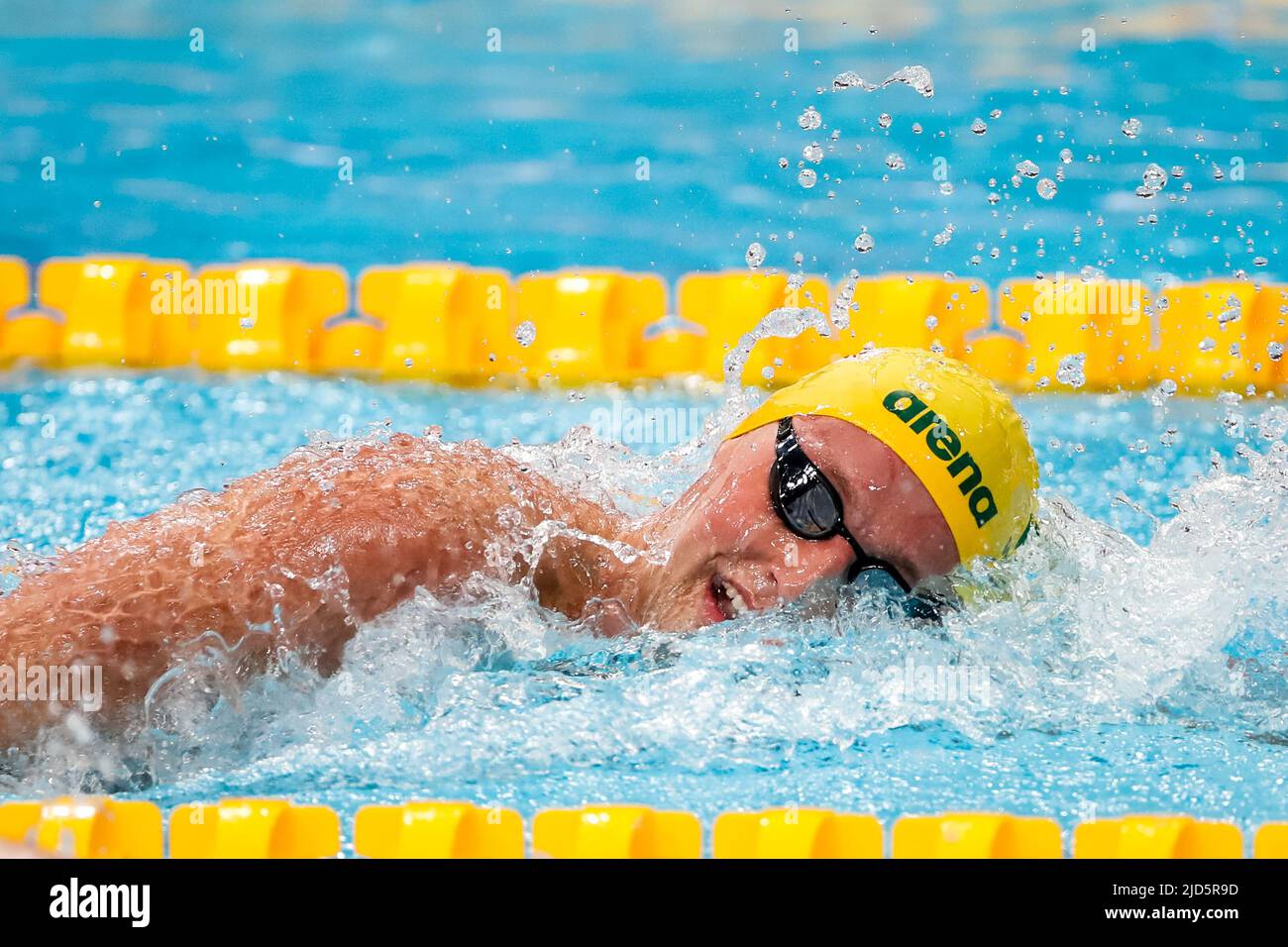 BUDAPEST, HONGRIE - 18 JUIN : Elijah Winnington, d'Australie, participe à la finale libre hommes 400m lors des Championnats du monde de la FINA natation à la Duna Arena sur 18 juin 2022 à Budapest, Hongrie (photo par Nikola Krstic/Orange Pictures) Banque D'Images