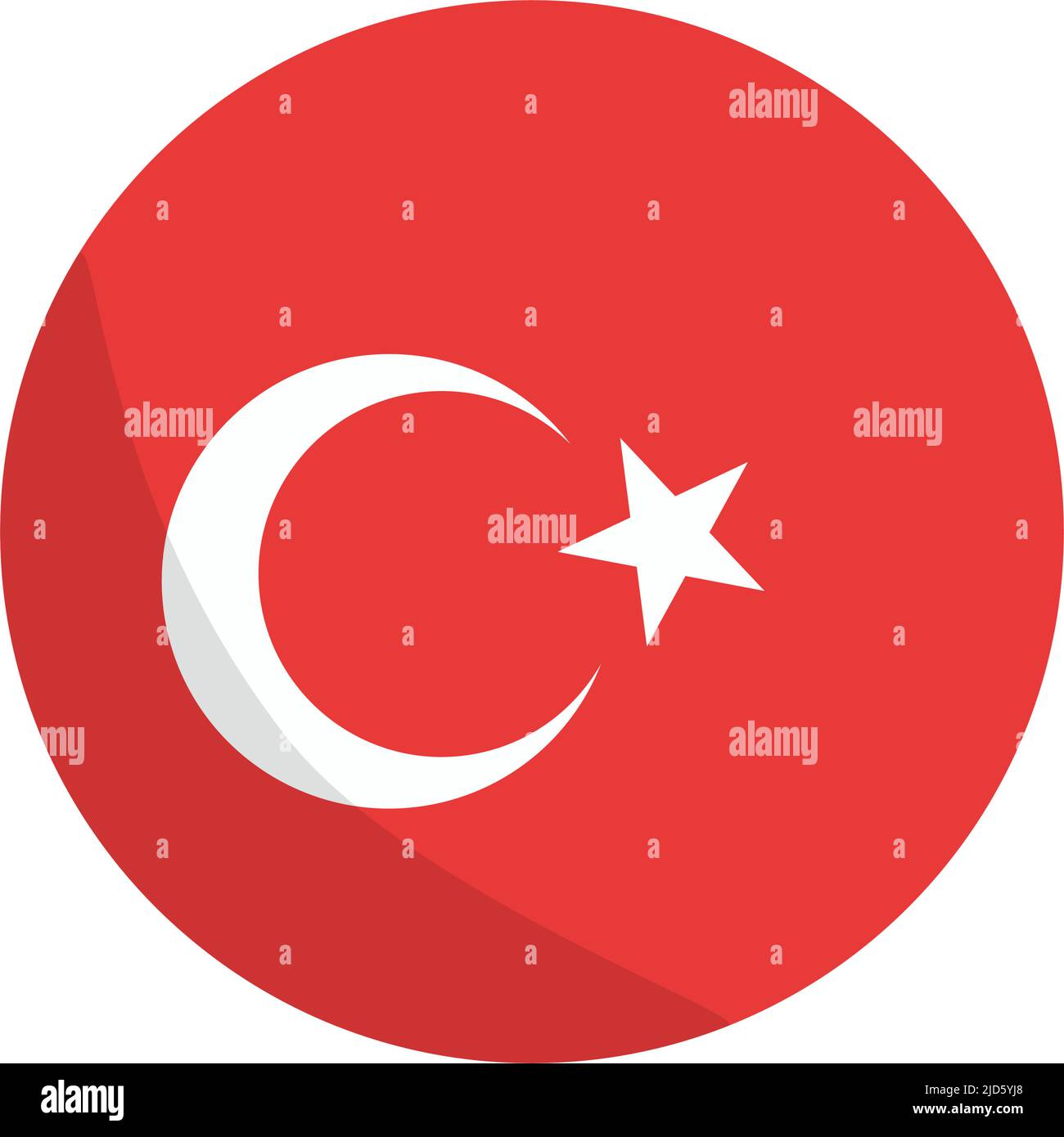Drapeau turc rond. Turquie. Vecteur modifiable. Illustration de Vecteur