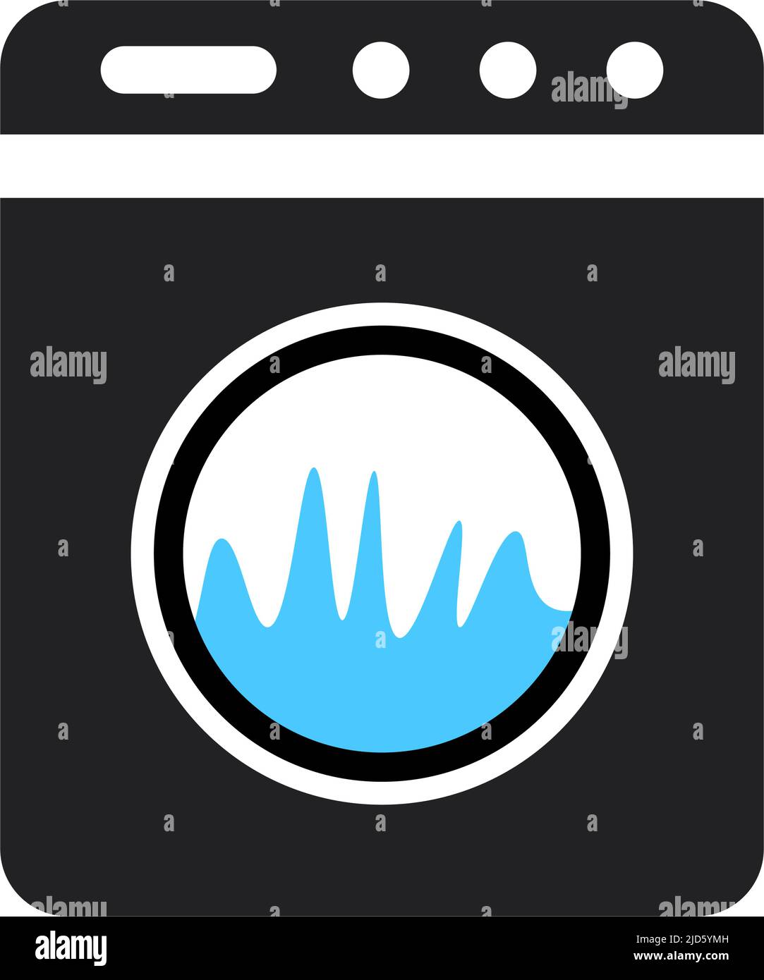 Lave-linge et eau d'agitation. Rondelle. Vecteur modifiable. Illustration de Vecteur