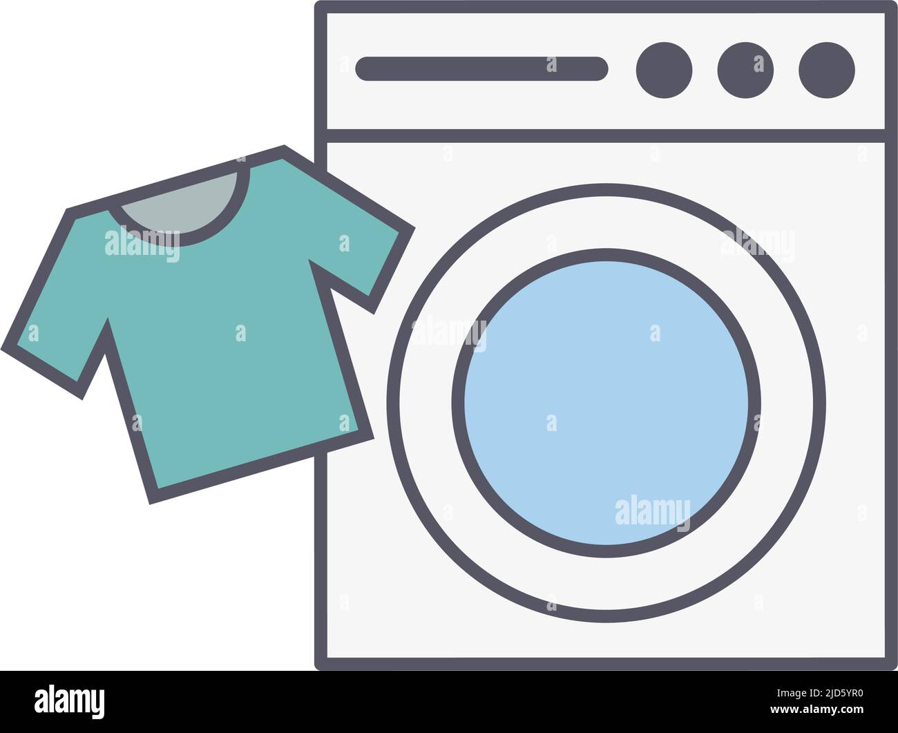 Icône du lave-linge et du t-shirt. Vecteur modifiable. Illustration de Vecteur