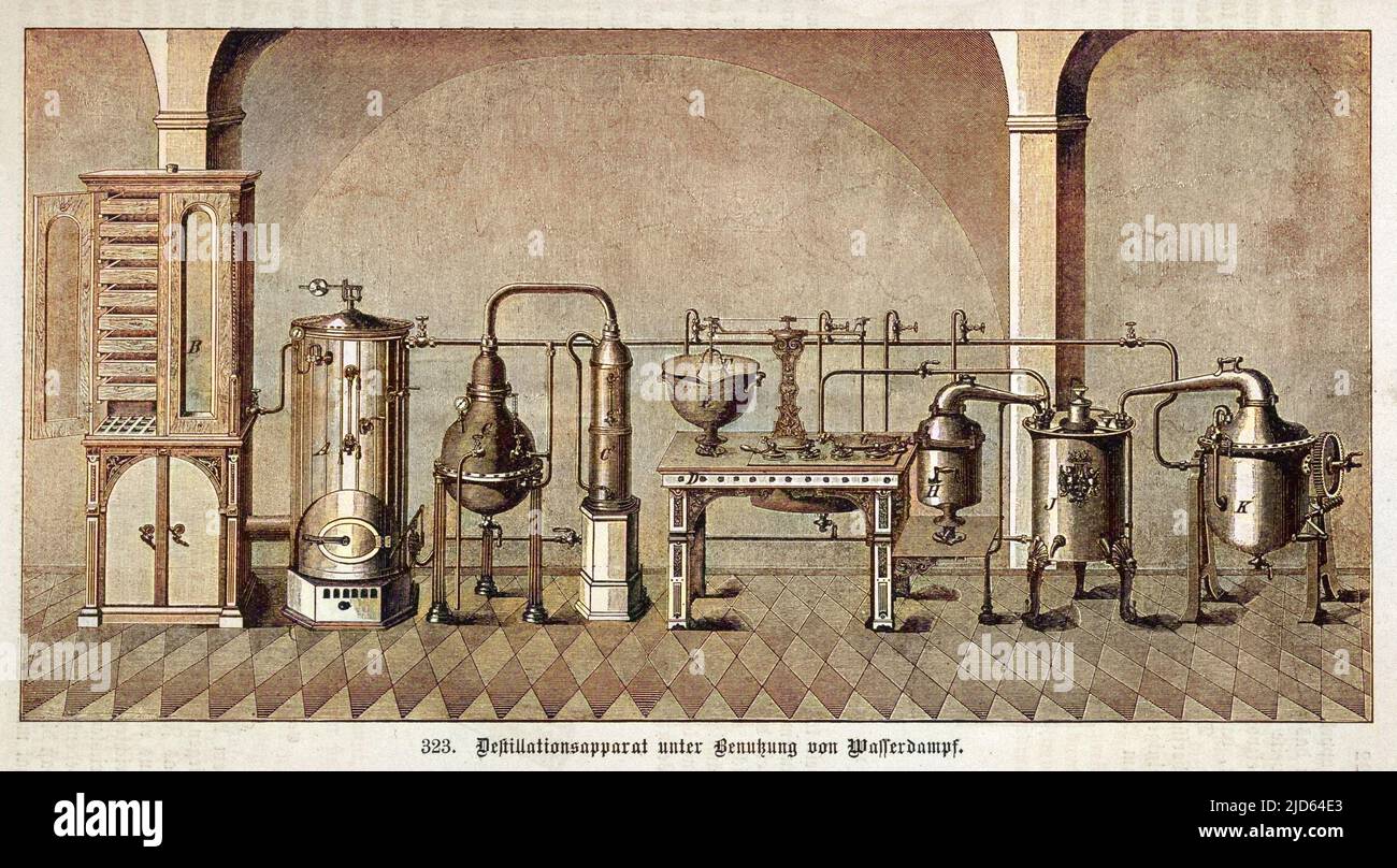 Appareil de distillation à la vapeur version colorisée de : 10001342 Date: 1899 Banque D'Images
