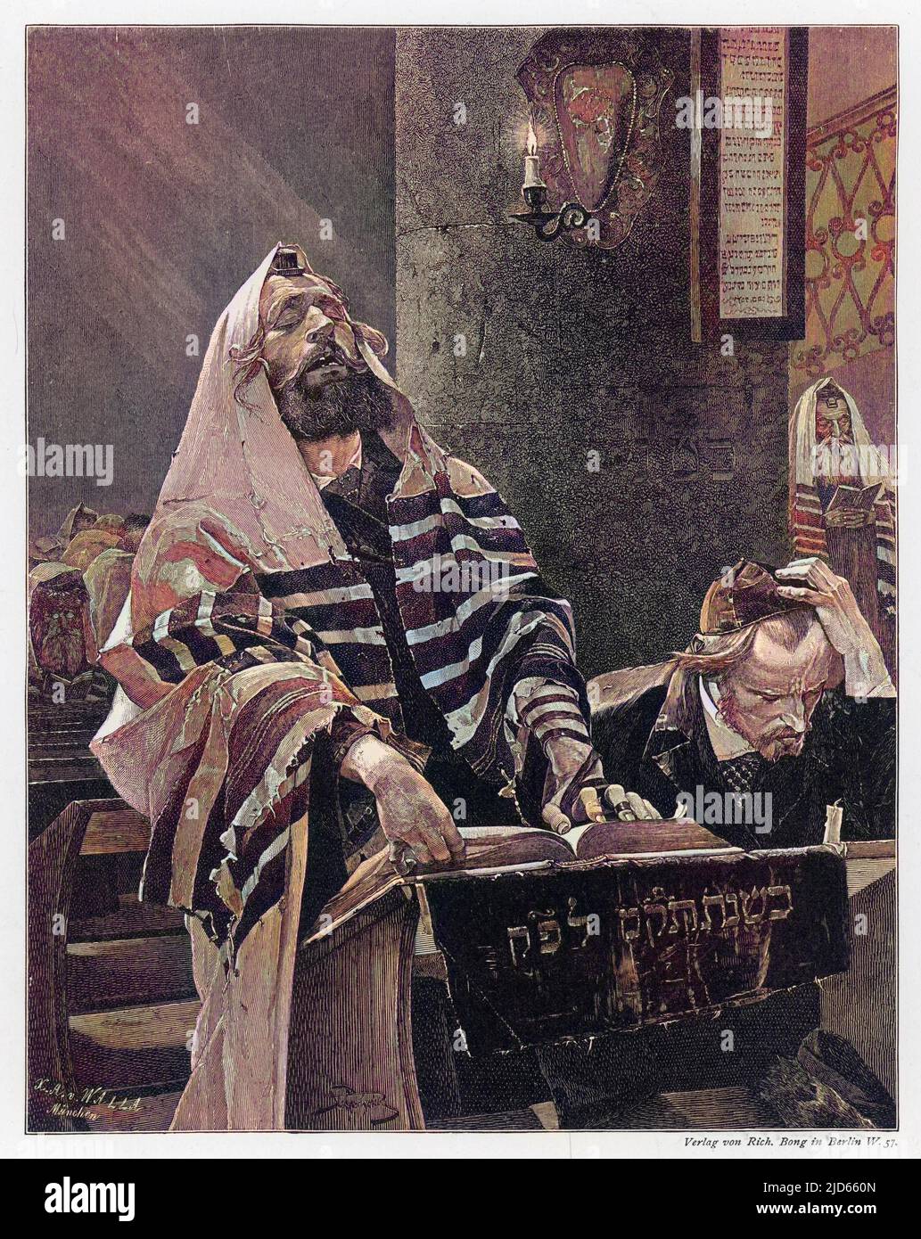 Un prêtre juif dans la synagogue version colorisée de : 10004253 Date: 1890s Banque D'Images