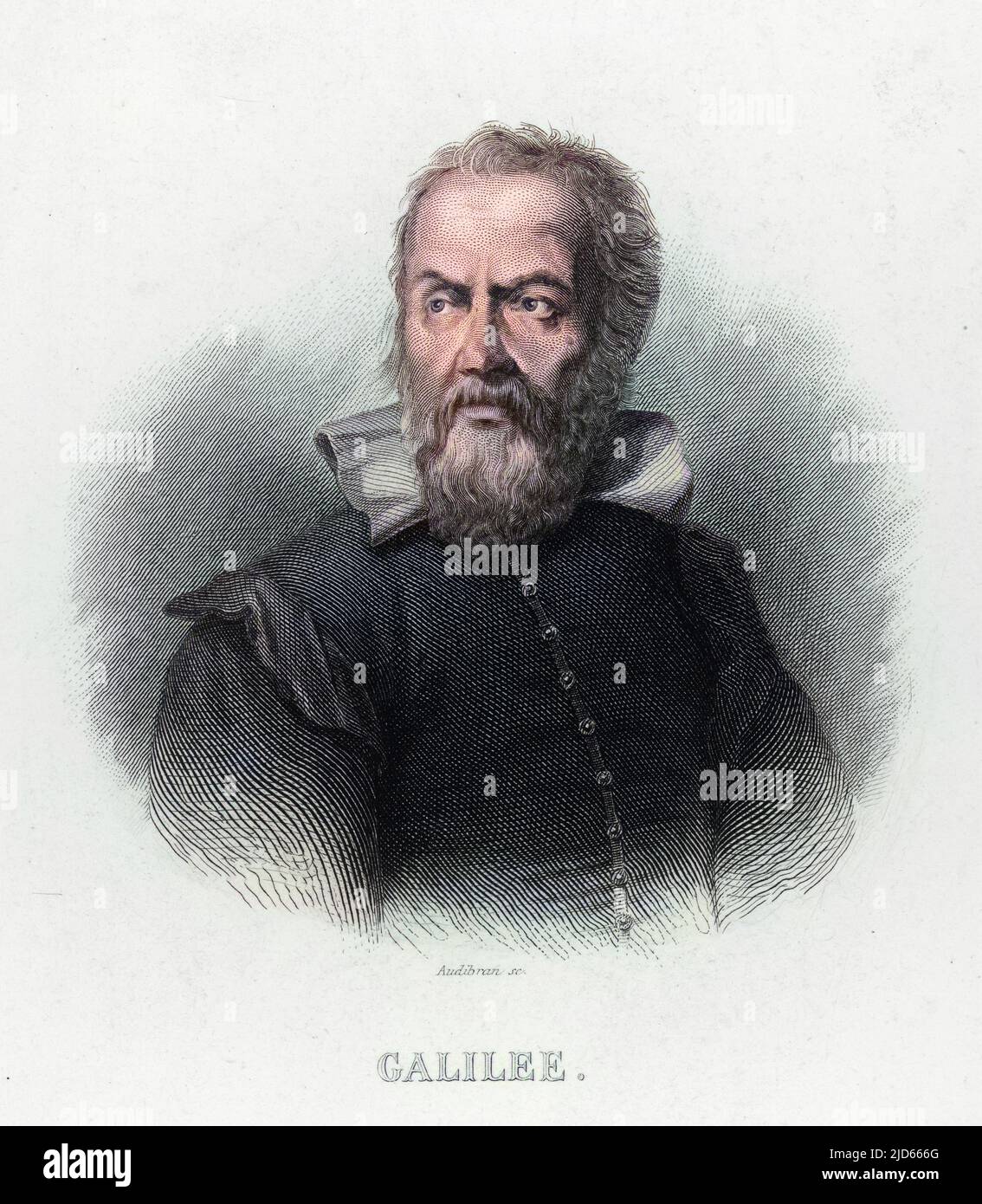 Galileo Galilei (1564-1642), physicien, mathématicien, astronome et philosophe italien. Il a eu des ennuis avec l'église au sujet de sa réclamation que le soleil, et non la terre, est au centre de l'univers. Date: Vers 1614 Banque D'Images