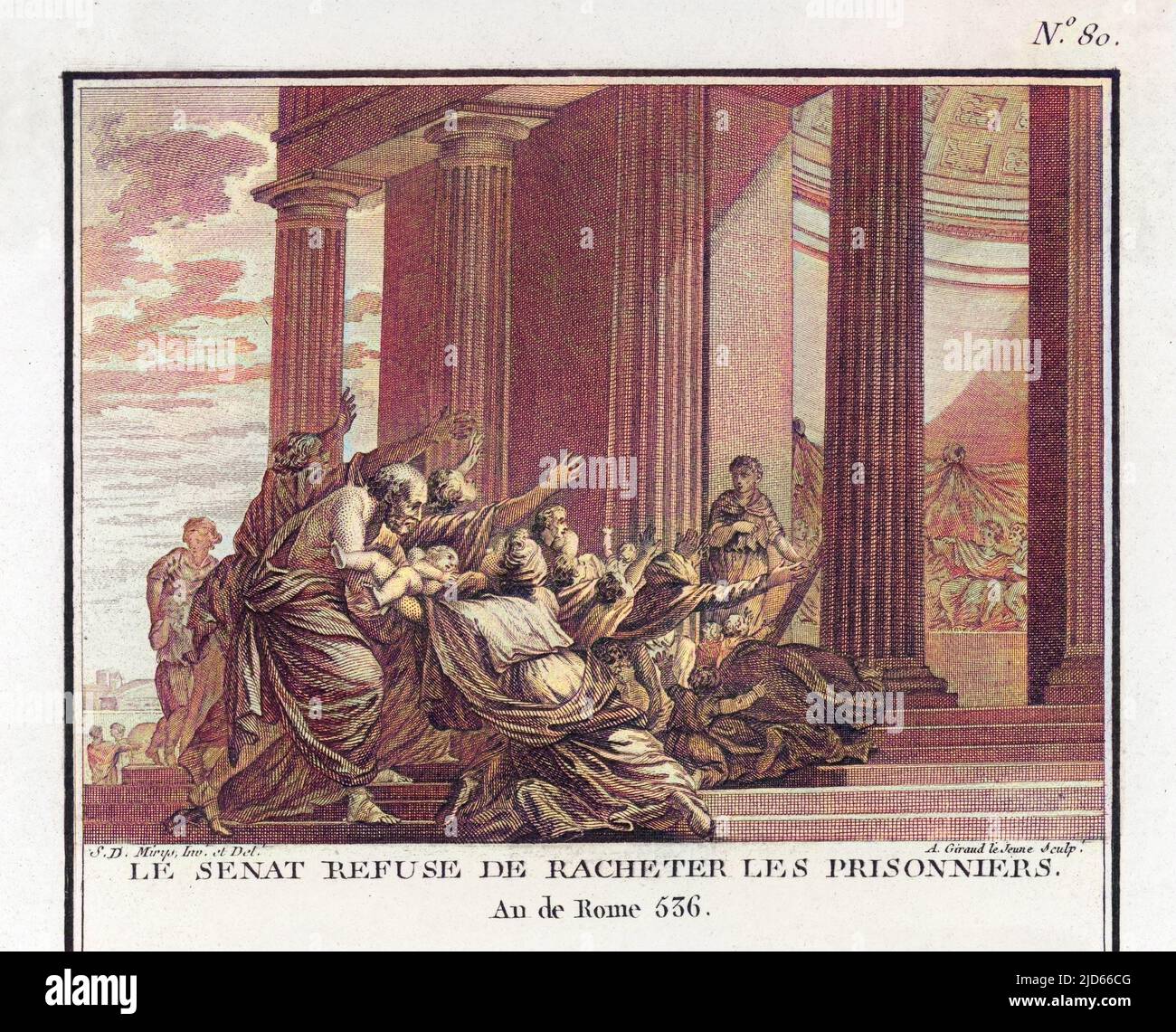 DEUXIÈME GUERRE PUNIQUE : le Sénat romain refuse de rançon les prisonniers pris par l'ennemi dans la bataille, parce que du faire ne serait pas honorable, et de payer autant de rançons serait très coûteux. Version colorisée de : 10006627 Date : 216 av. J.-C. Banque D'Images