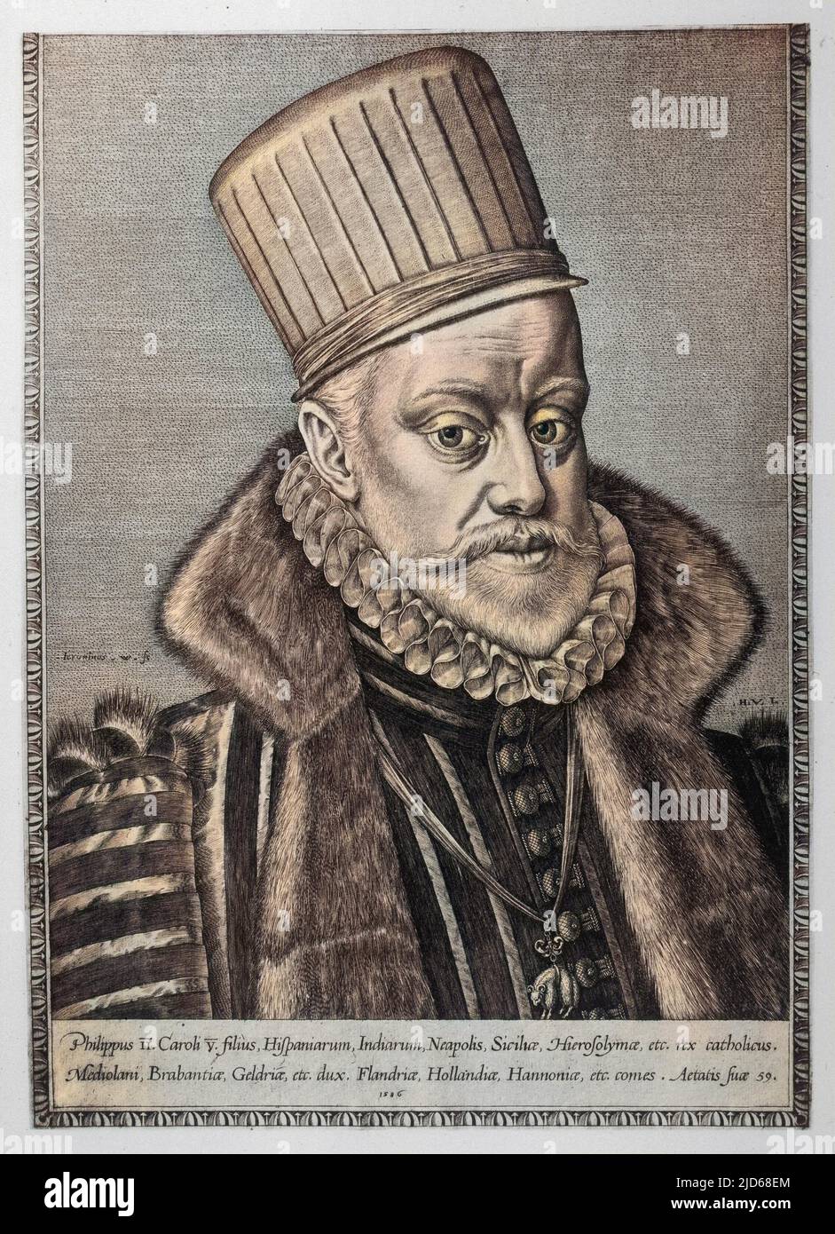 PHILIPPE II, ROI D'ESPAGNE, a régné 1556-98 version colorisée de : 10092289 Date: 1527 - 1598 Banque D'Images