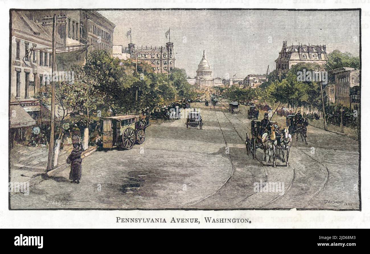 Pennsylvania Avenue, Washington DC version colorisée de : 10132176 Date: 1884 Banque D'Images