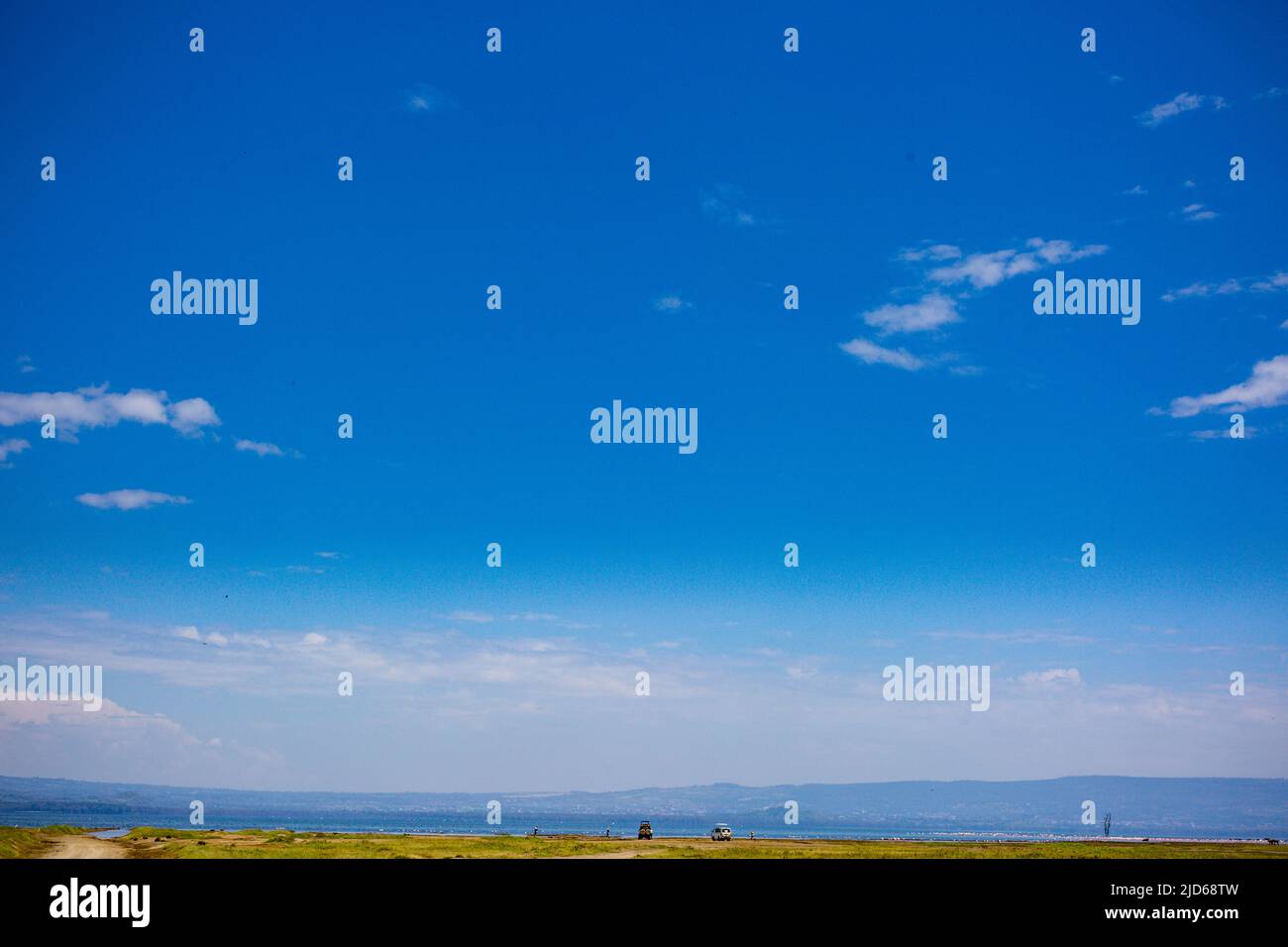 Parc national du lac Nakuru au sol de la vallée du Grand Rift, entouré de prairies boisées et broussailleuses, se trouve le magnifique lac Nakuru National par Banque D'Images