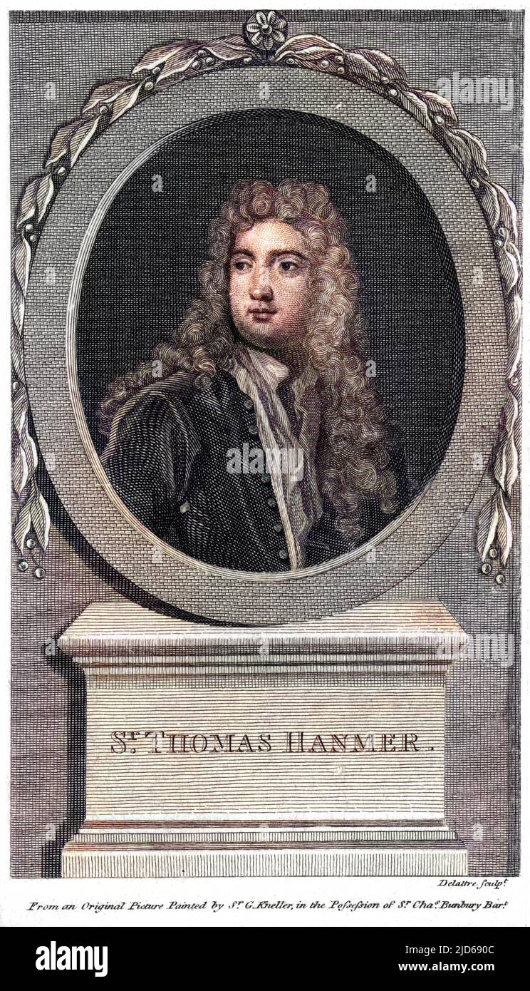 SIR THOMAS HANMER, homme d'État, Président de la Chambre des communes. Version colorisée de : 10160310 Date: 1677 - 1746 Banque D'Images