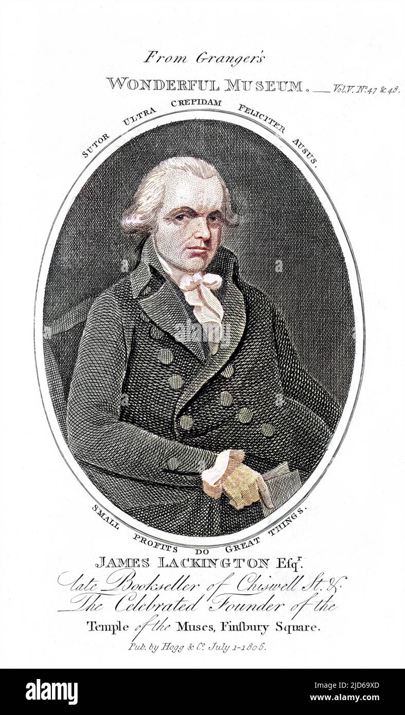 JAMES LACKINGTON libraire et éditeur de Londres. Version colorisée de : 10162525 Date: 1746 - 1815 Banque D'Images