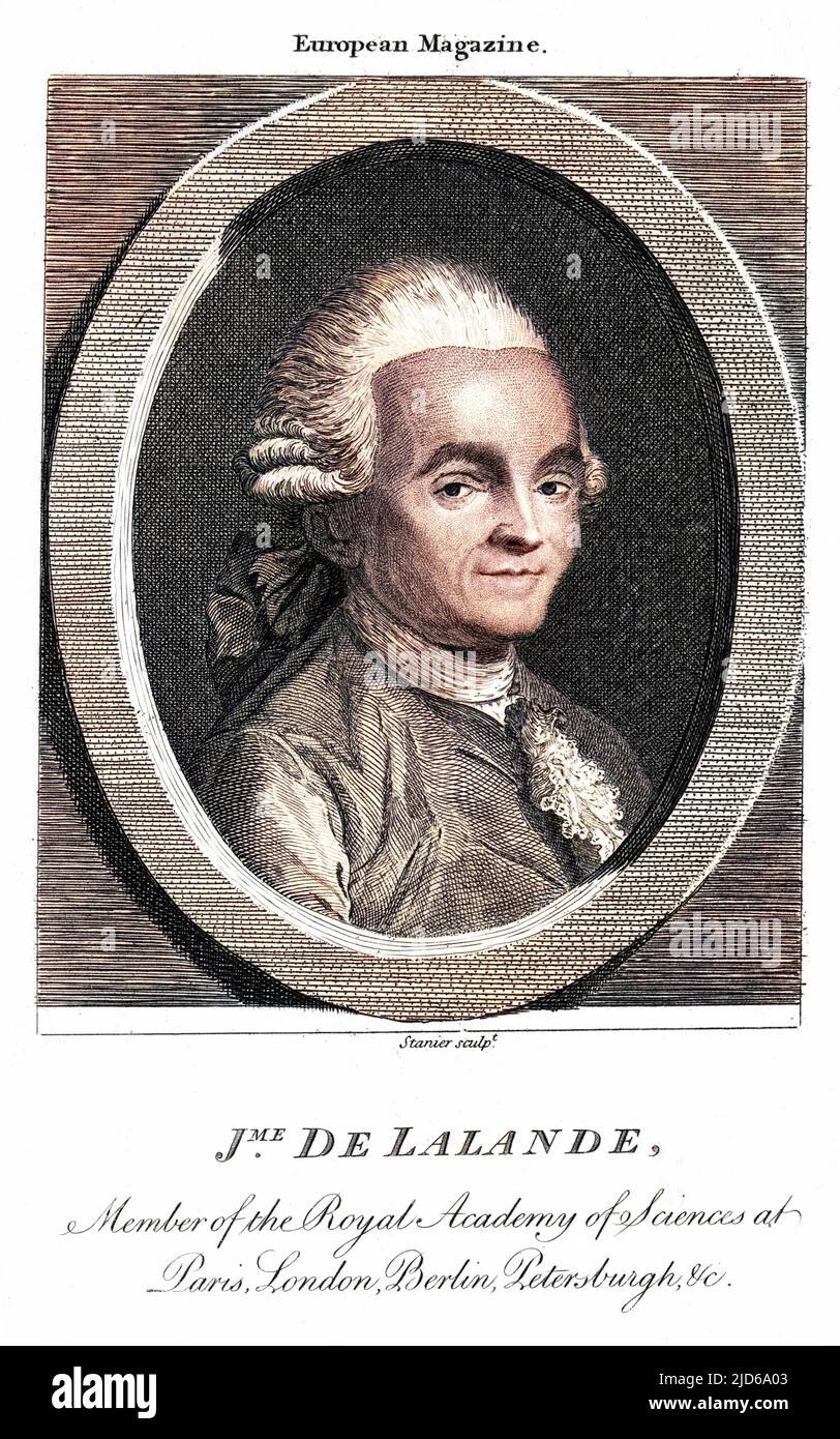 JOSEPH-JÉRÔME LE FRANCAIS DE LALANDE astronome français, répertoire de l'Observatoire de Paris, a catalogué près de 50 000 étoiles. Version colorisée de : 10162560 Date: 1732 -1807 Banque D'Images
