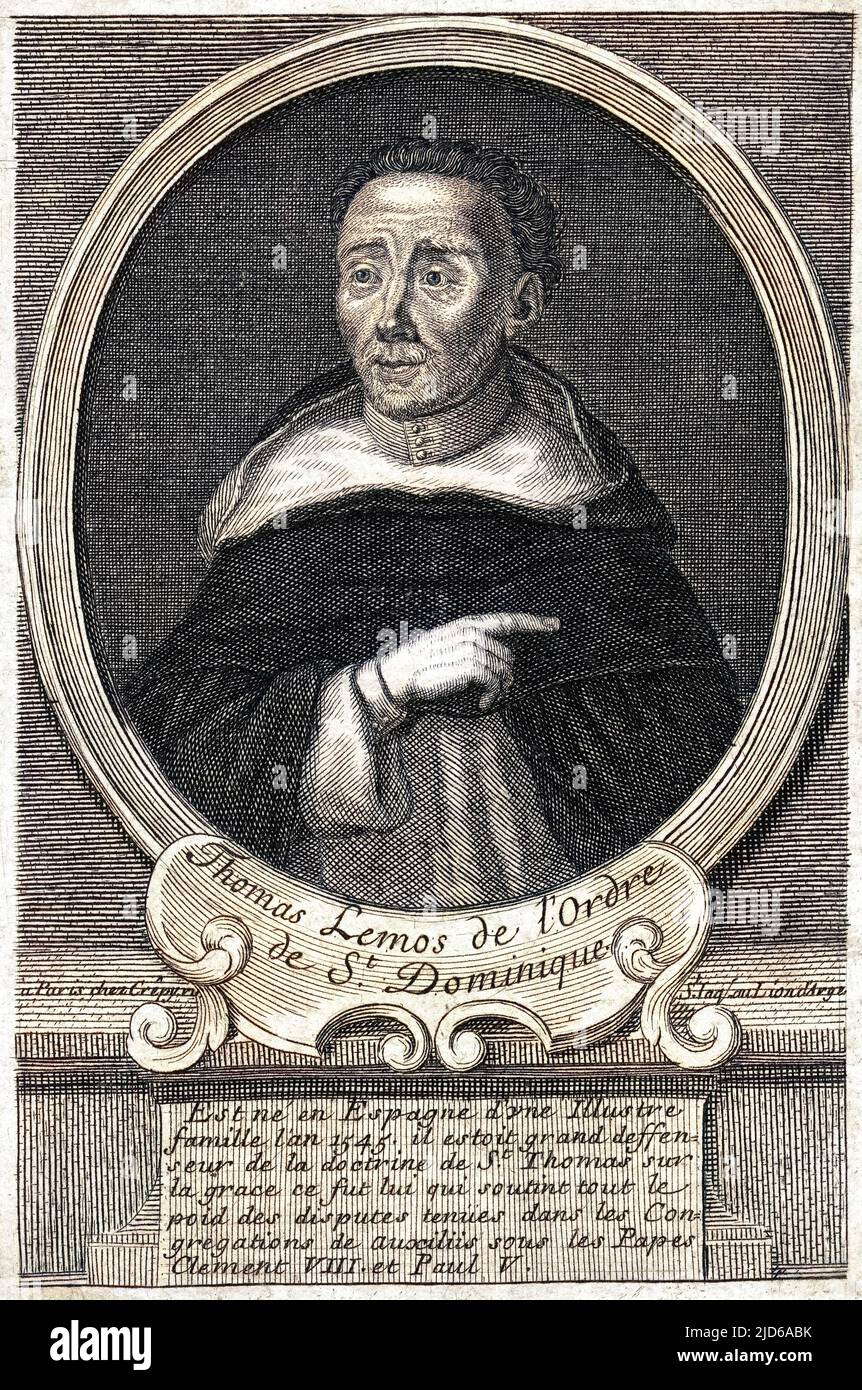 THOMAS DE LEMOS (1560 - 1629), churchman dominicain espagnol et théologien version colorisée de : 10163058 Banque D'Images