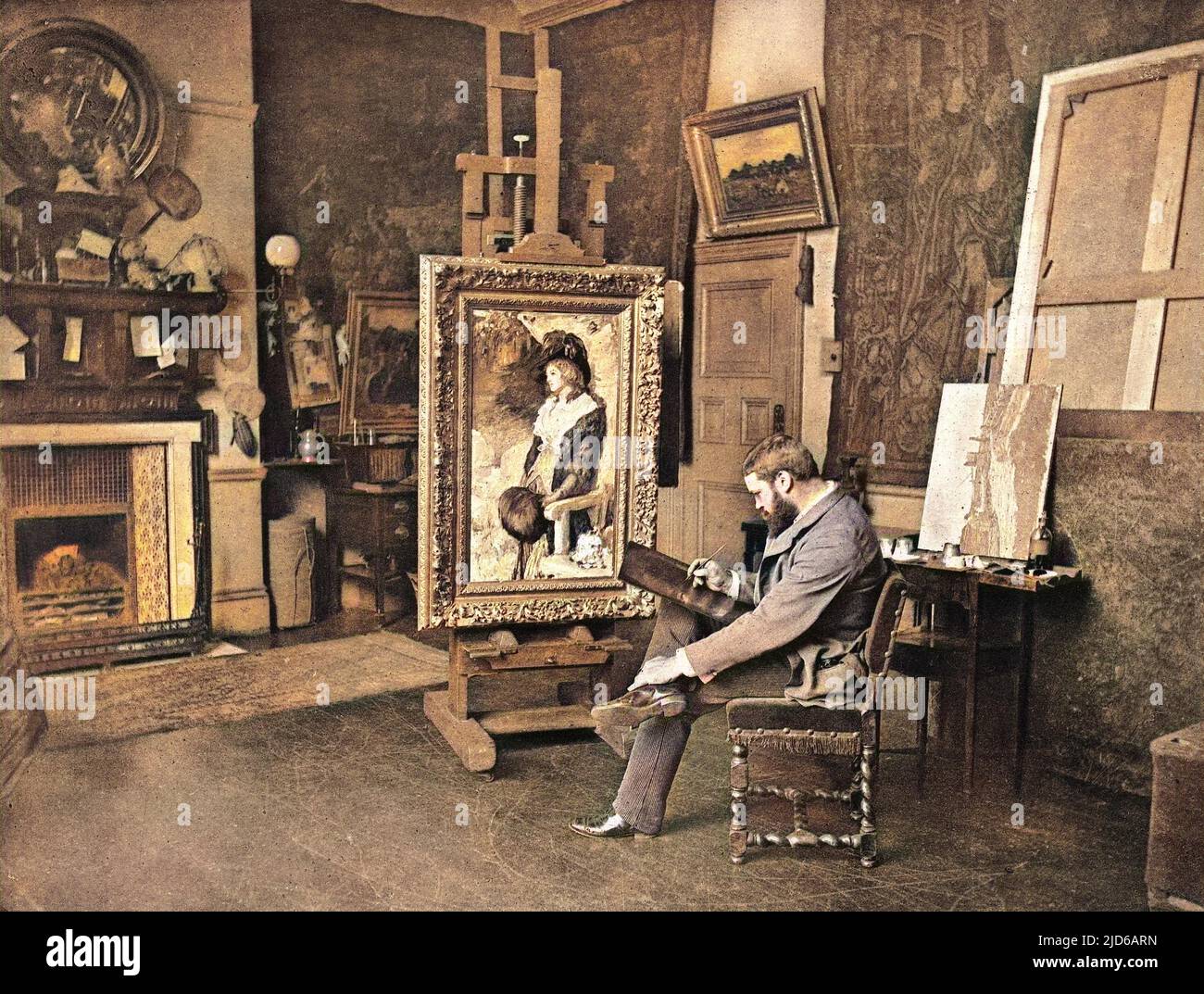ROBERT WALKER MACBETH artiste, dans son studio version colorisée de : 10163920 Date: 1848 - 1910 Banque D'Images