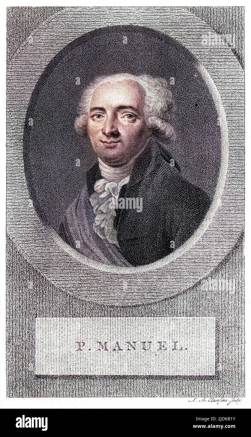 PIERRE LOUIS MANUEL écrivain français qui a soutenu la révolution mais a favorisé Louis XVI : retraité au pays, il a été ramené à Paris et guillotiné. Version colorisée de : 10164282 Date: 1751 - 1793 Banque D'Images