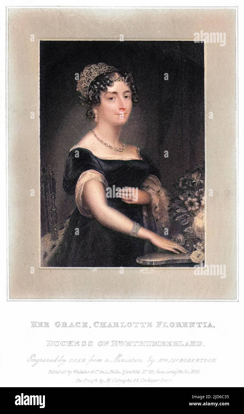CHARLOTTE FLORENTIA, duchesse de NORTHUMBERLAND épouse de Hugh Percy, troisième duc version colorisée de : 10167662 Date: 1787 - 1866 Banque D'Images