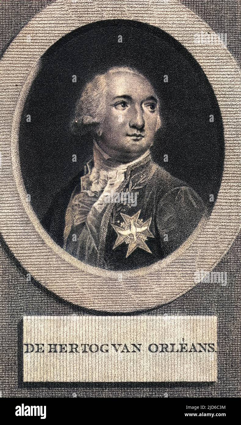 LOUIS PHILIPPE JOSEPH, duc d'ORLÉANS, soldat français, sympathisé avec la Révolution, a pris le nom DE PHILIPPE EGALITE, mais il n'en a pas moins guillotiné : le père de Louis-Philippe. Version colorisée de : 10171379 Date: 1747 - 1793 Banque D'Images