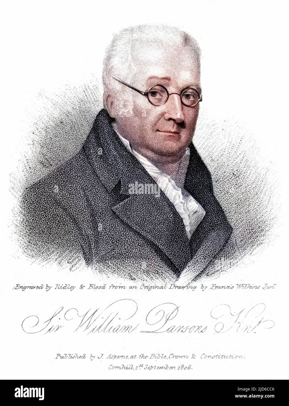 SIR WILLIAM PARSONS professeur de musique et magistrat version colorisée de : 10172083 Date: 1746 - 1817 Banque D'Images
