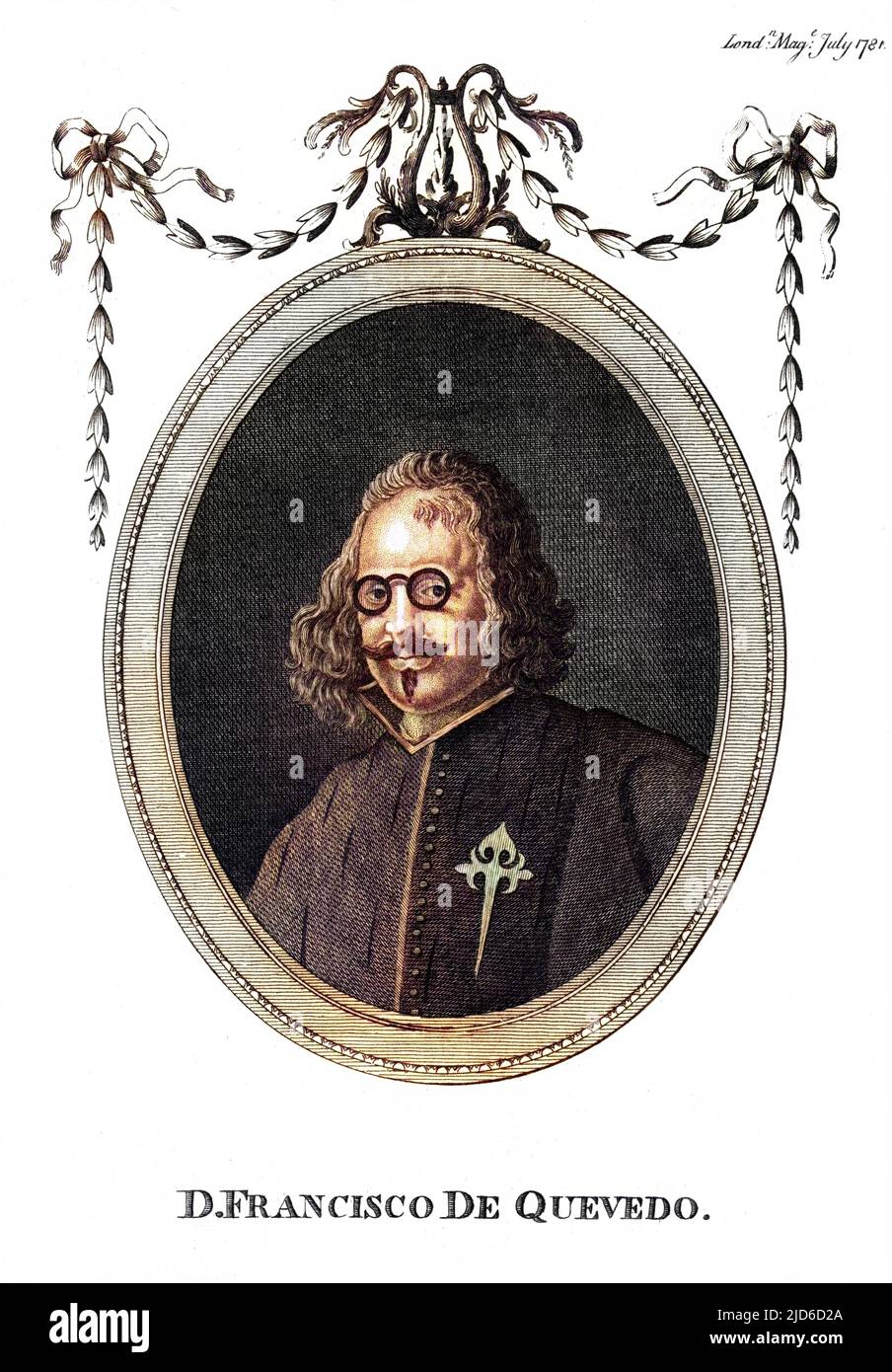 FRANCISCO GOMEZ de QUEVEDO y Villegas écrivain espagnol version colorisée de : 10173191 Date: 1580 - 1645 Banque D'Images