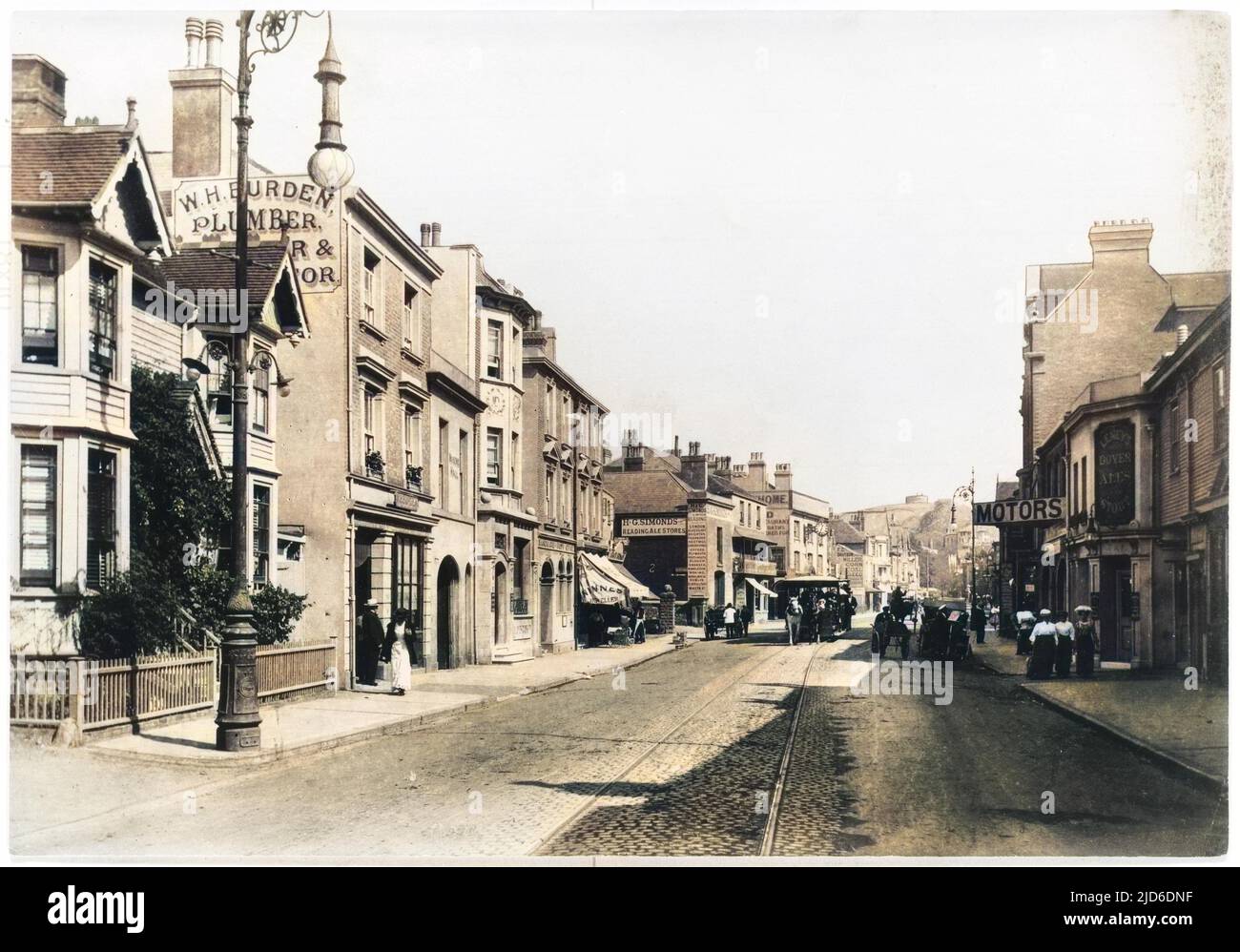High Street, Sandgate, Kent version colorisée de : 10196171 Date: 1902 Banque D'Images
