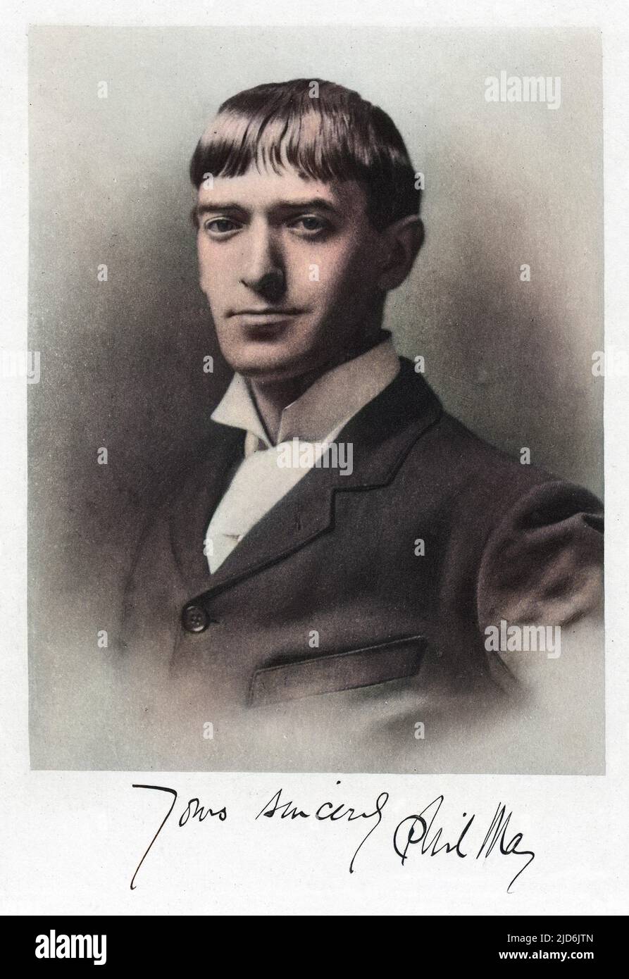 Signé Portrait du caricaturiste anglais Phil May (1864?1903). Version colorisée de : 10803764 Date: Vers 1899 Banque D'Images