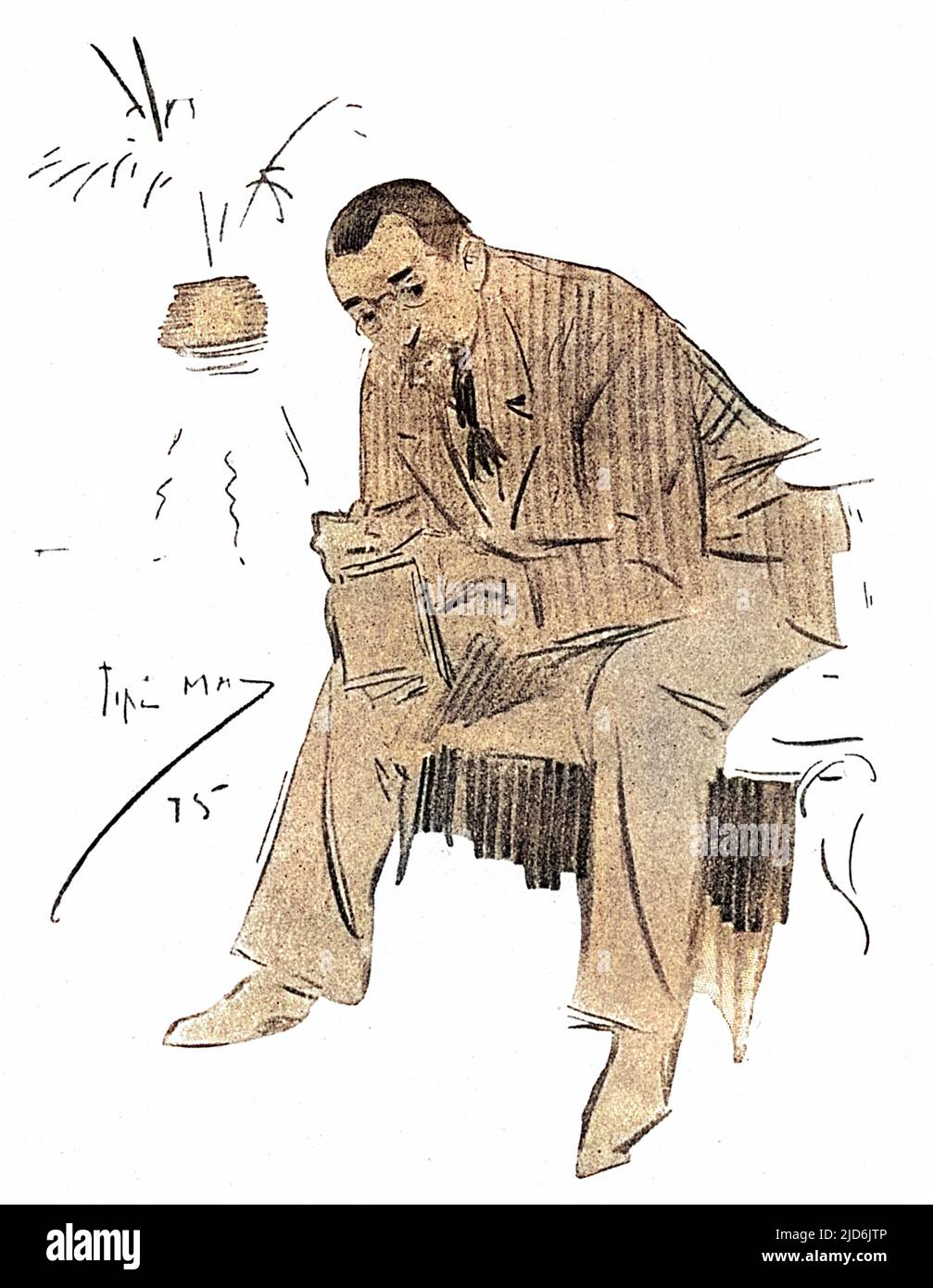 Brother Brushess' - dessin de portrait de Phil May de Leonard Raven-Hill (1867-1942) - artiste, illustrateur et dessinateur anglais, qui a beaucoup travaillé pour Punch Magazine. Version colorisée de : 10803825 Date: 1895 Banque D'Images
