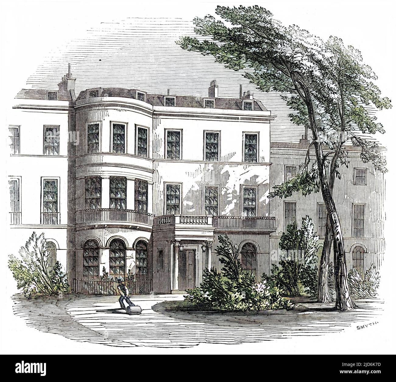 La maison de sir Robert Peel (le plus jeune) à Londres, dans les jardins de Whitehall. Version colorisée de : 10172245 Date: 1750 - 1850 Banque D'Images