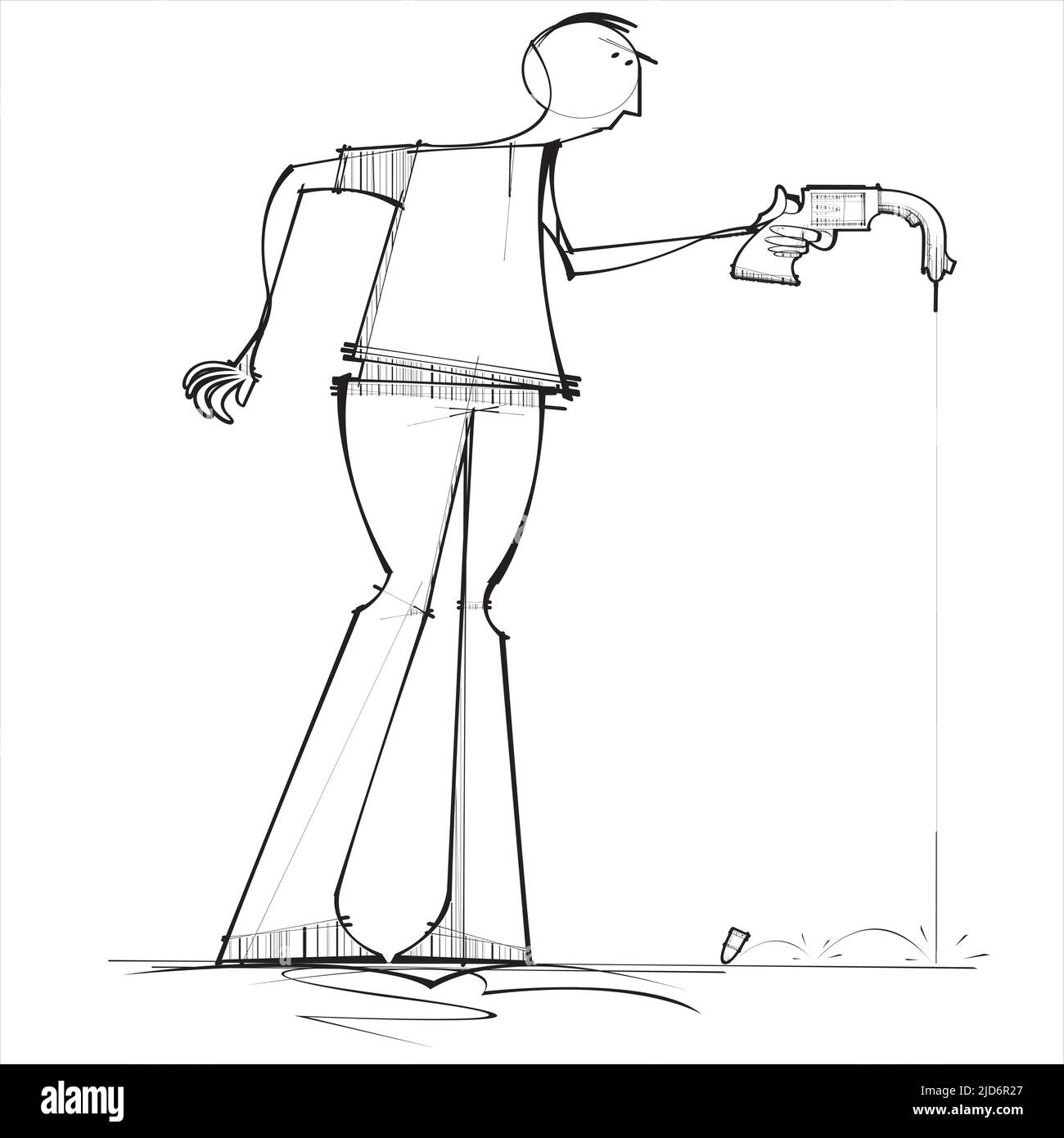 Un homme tire un fusil et il va plutôt droipe Illustration de Vecteur